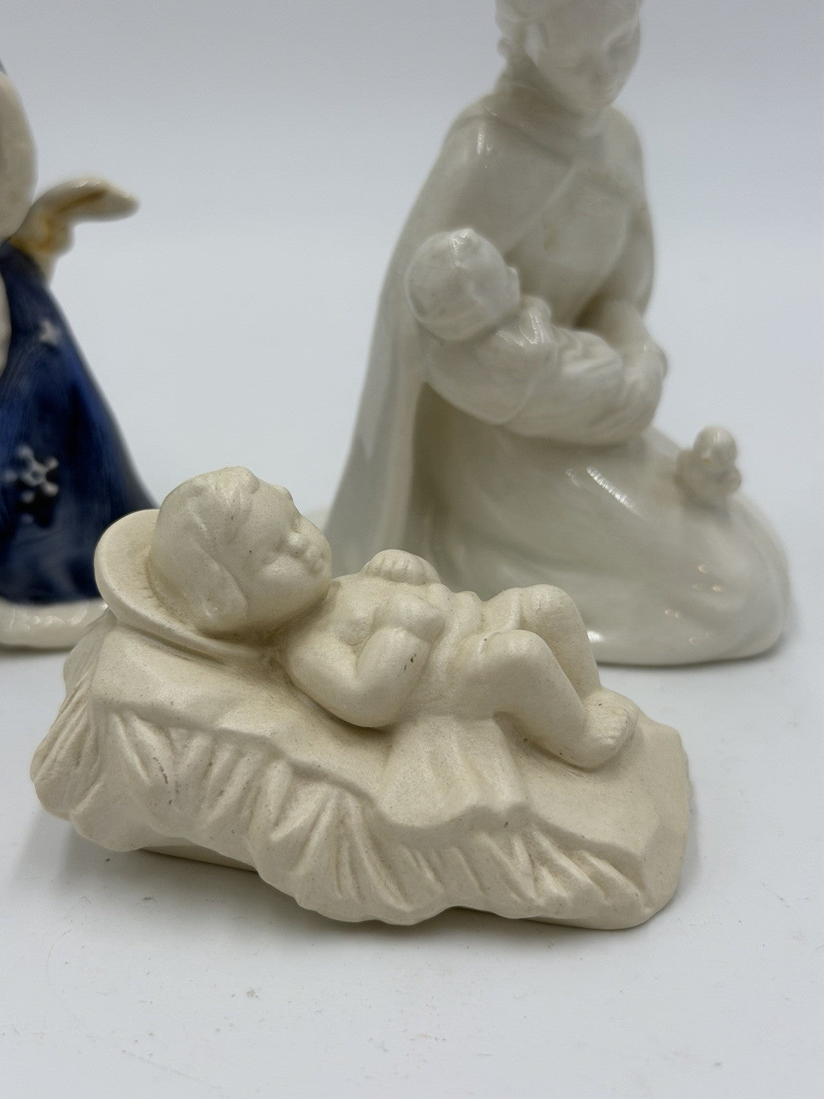 Vintage Goebel Germany Painted White Glossy Matte Mary & Jesus Angel Figurines