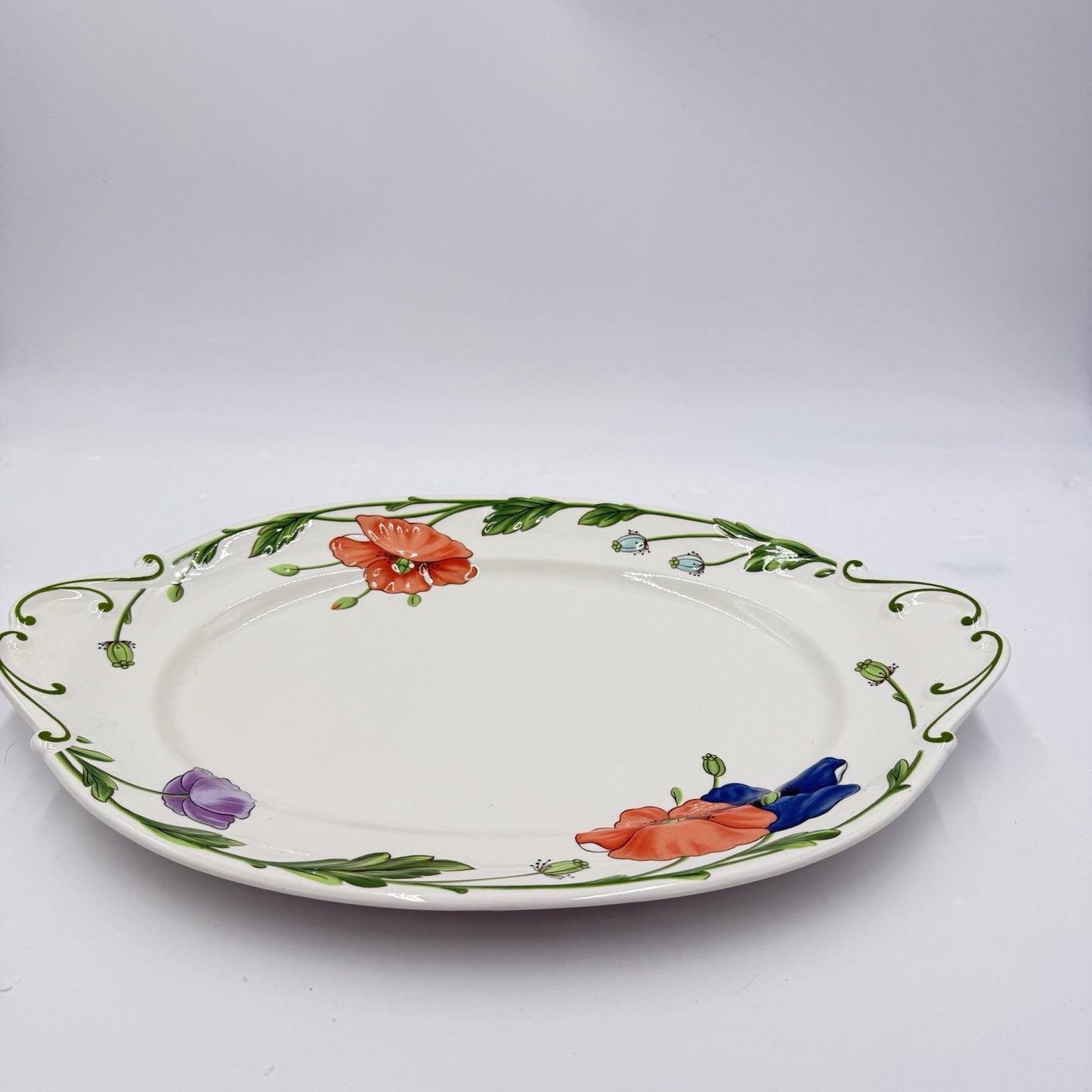 Villeroy & BOCH Porcelain Germany #1748 AMAPOLA Patter Floral Oval Platter 17”