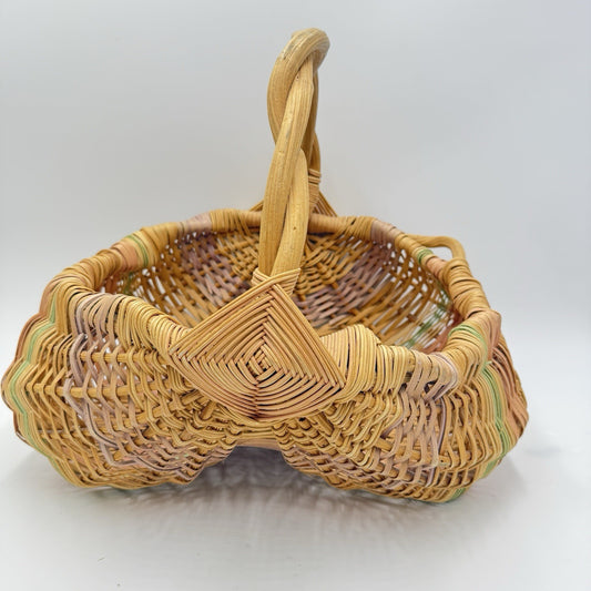 Vintage Primitive Natural Buttocks Basket Grape Vine Gathering Eggs