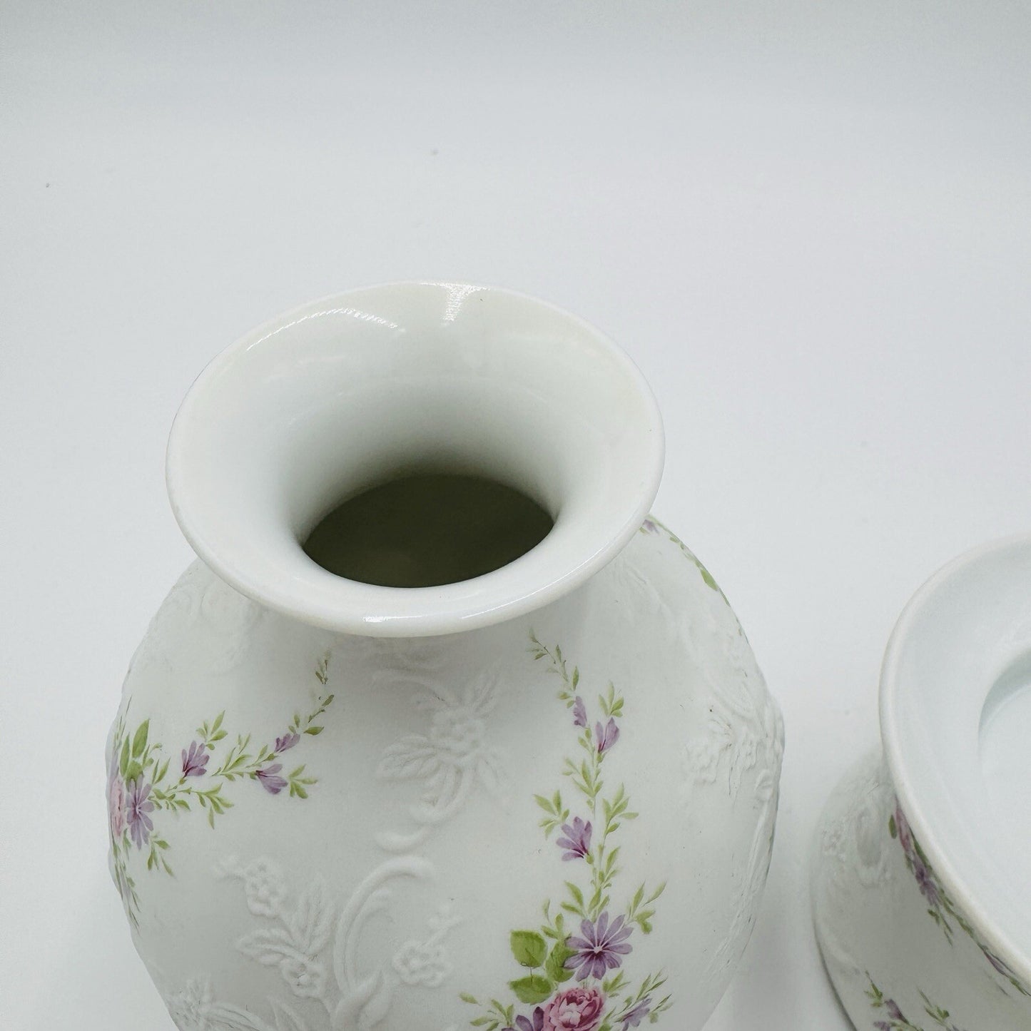 Kaiser Porcelain West Germany Monaco Patterned Bud Vase and Votive Candleholder