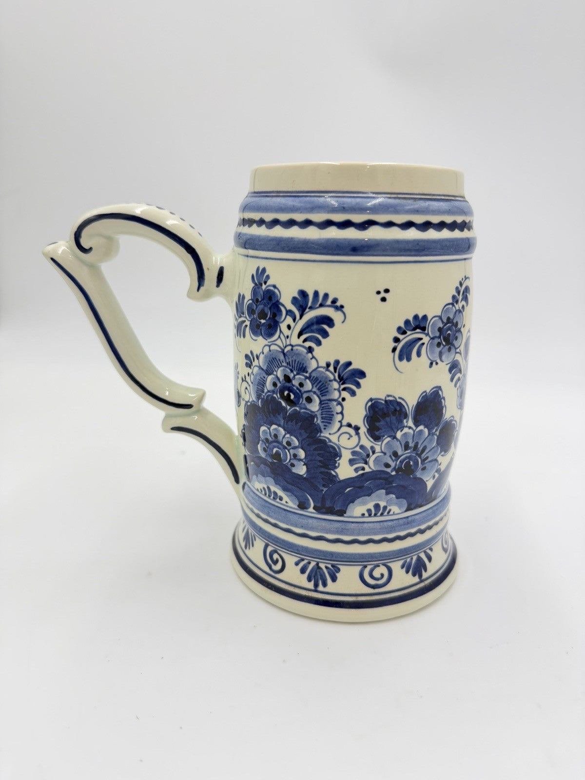 Delft Blauw Dutch Blue Pottery Ceramic hand painted Holland beer mug Vintage