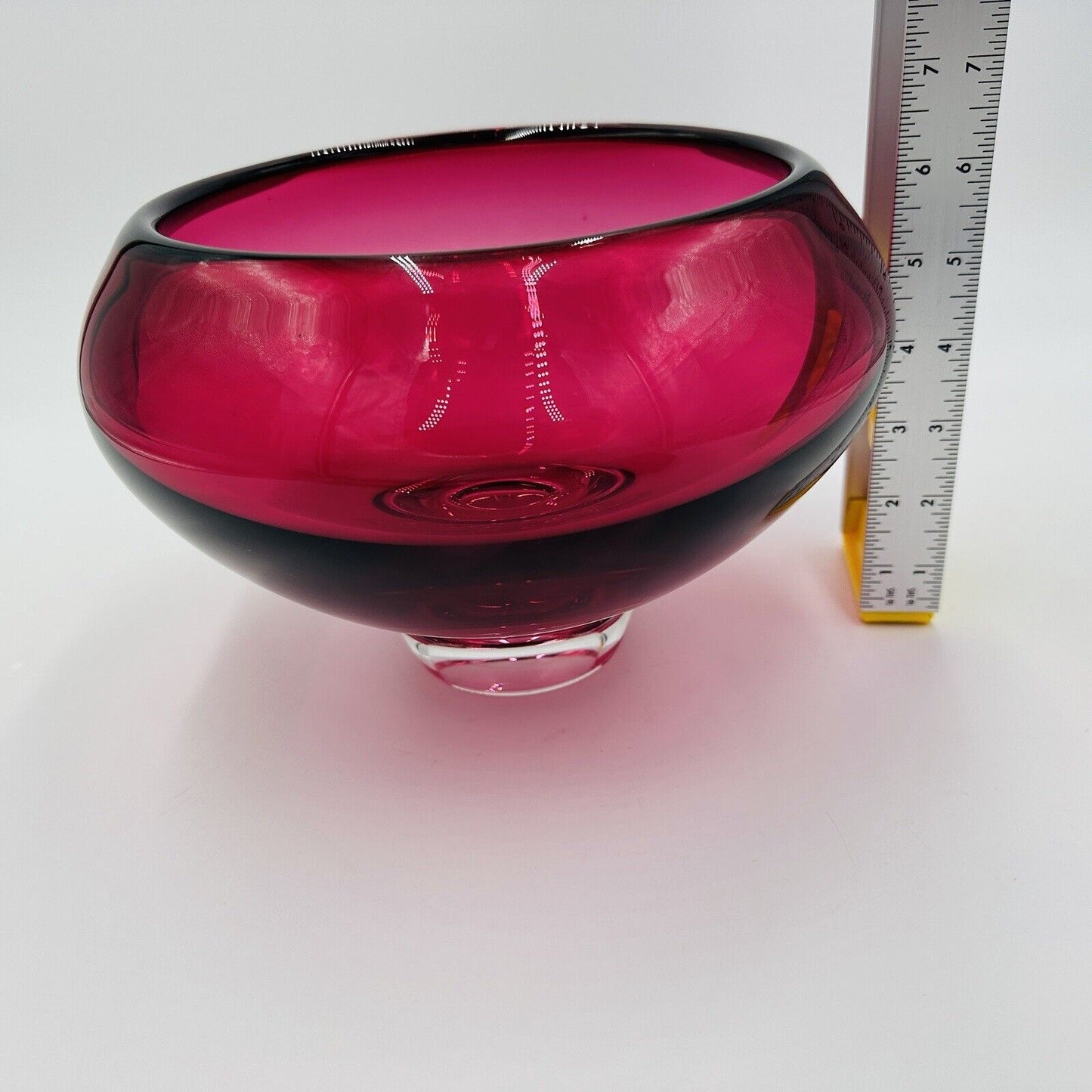 Buxton & Kutch Bowl Art Glass Signed Cranberry Slant Pier #970613 Large Rare