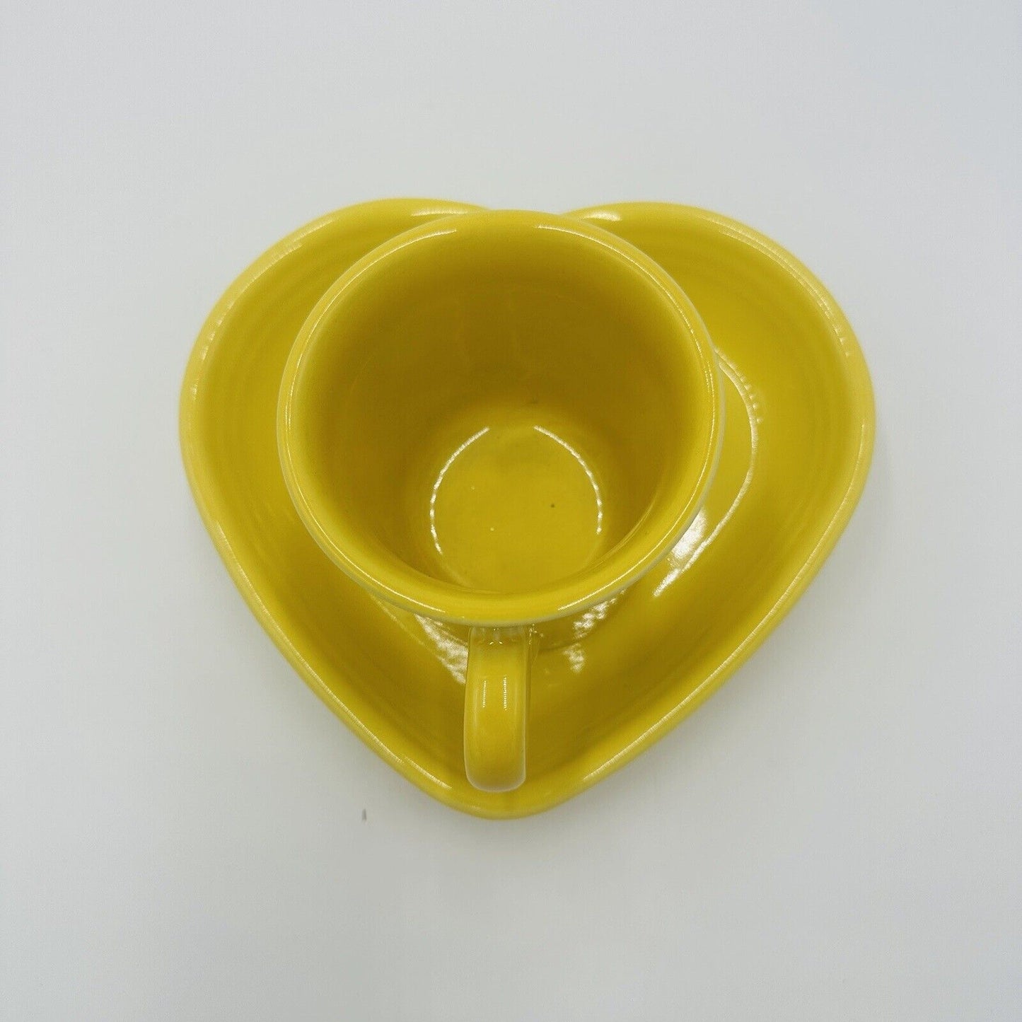 Fiestaware Coffee Mug Yellow Heart Shaped Ray & Yellow Serveware Vintage Dining