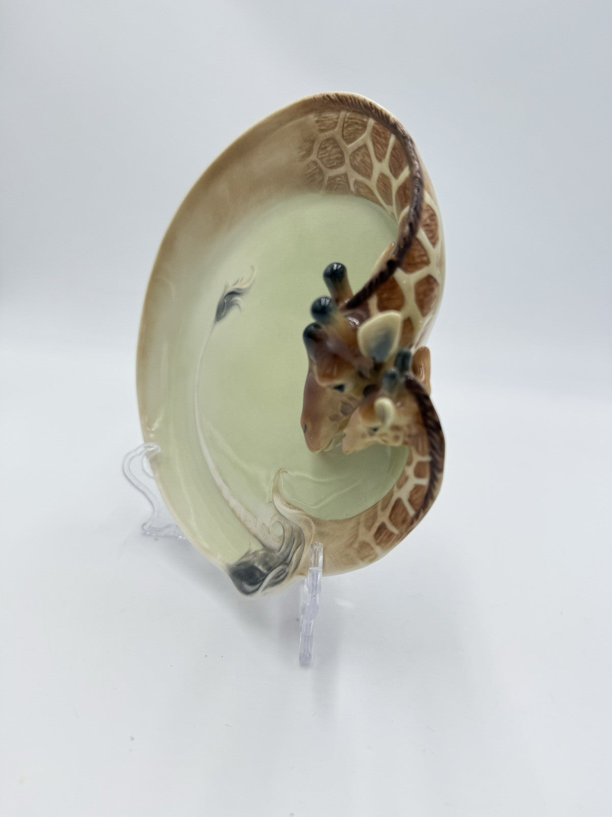 Rare FRANZ Fine Porcelain Giraffe DESSERT PLATE Jungle Beauties Collection 6.25