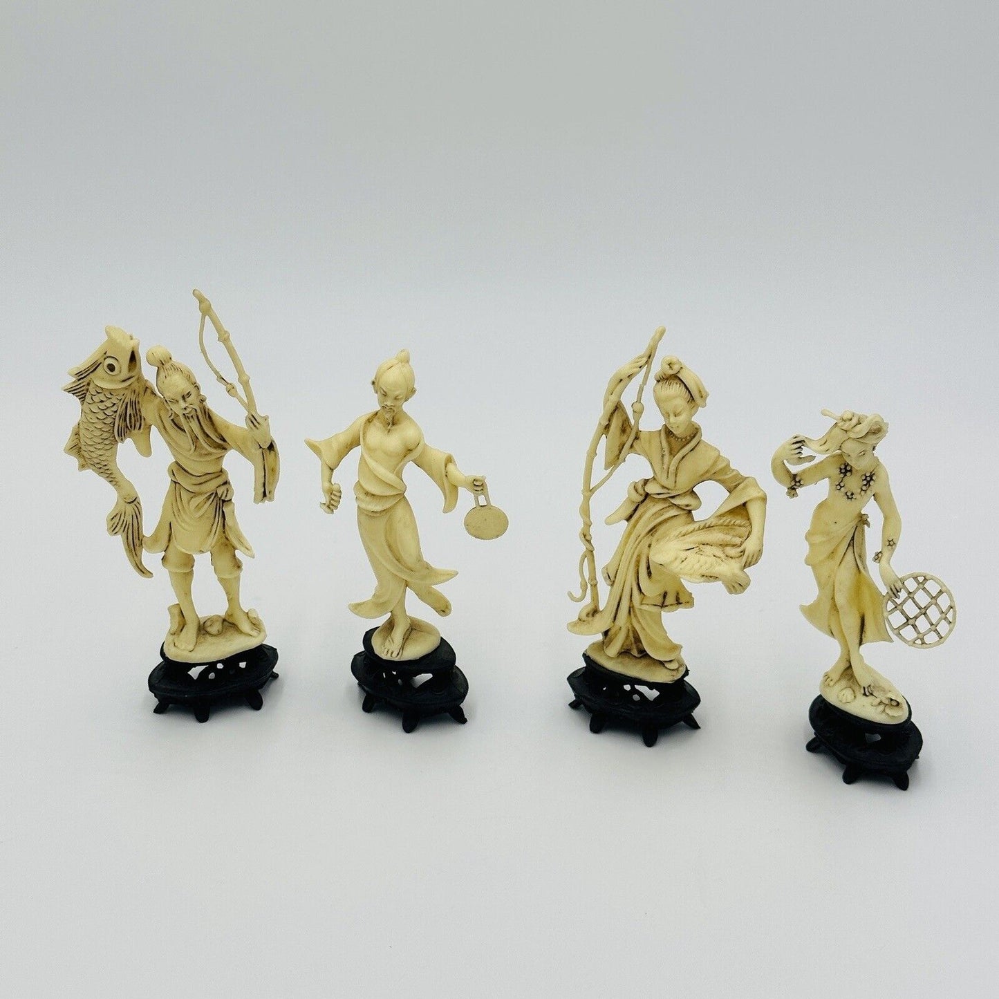 Fontanini Depositato Figurines Fishermen Set 4 Italy Chinese Pieces Vintage