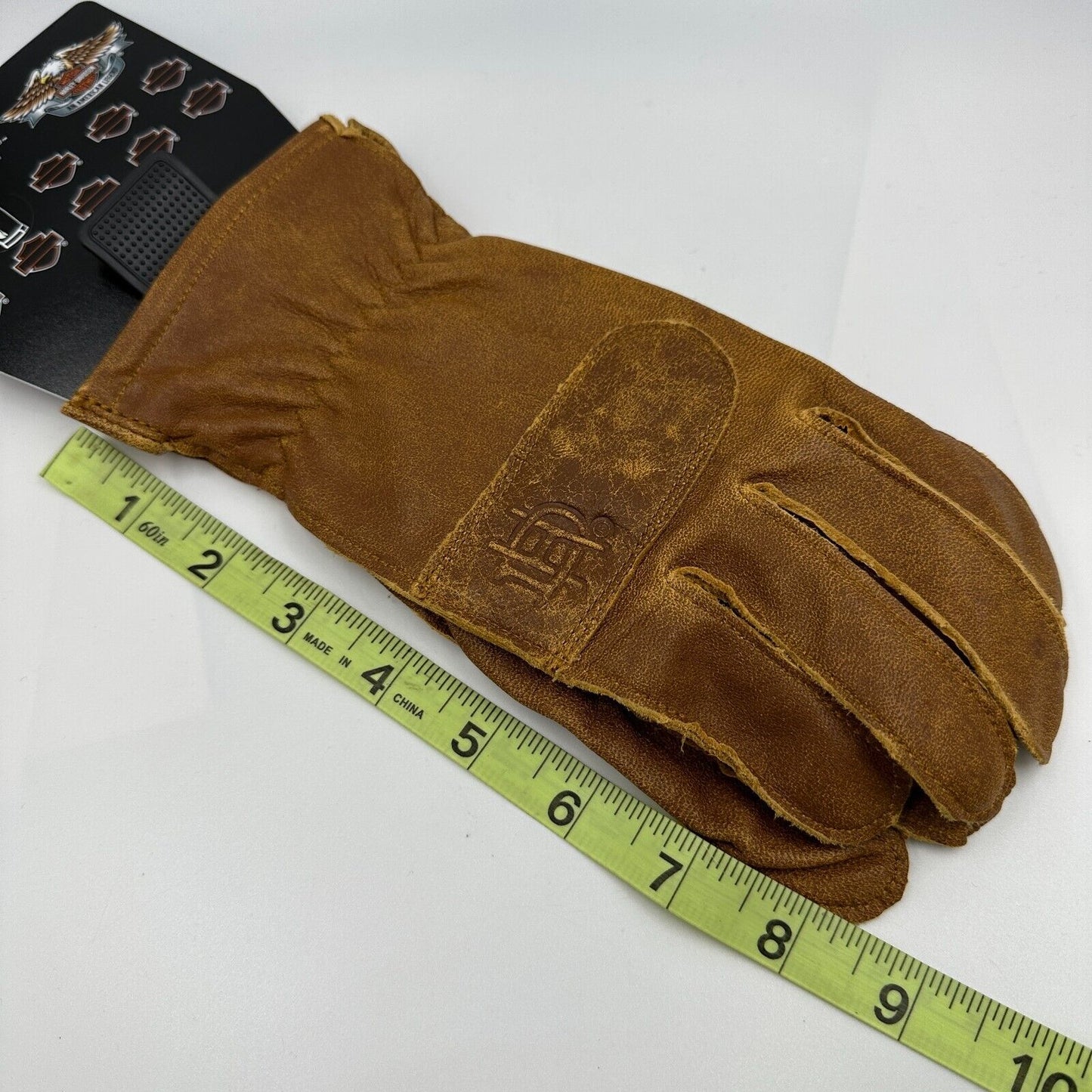 Harley-Davidson Women's Skin Gloves Work-Wear Inspired Goat Tan 98355-17VW Tag