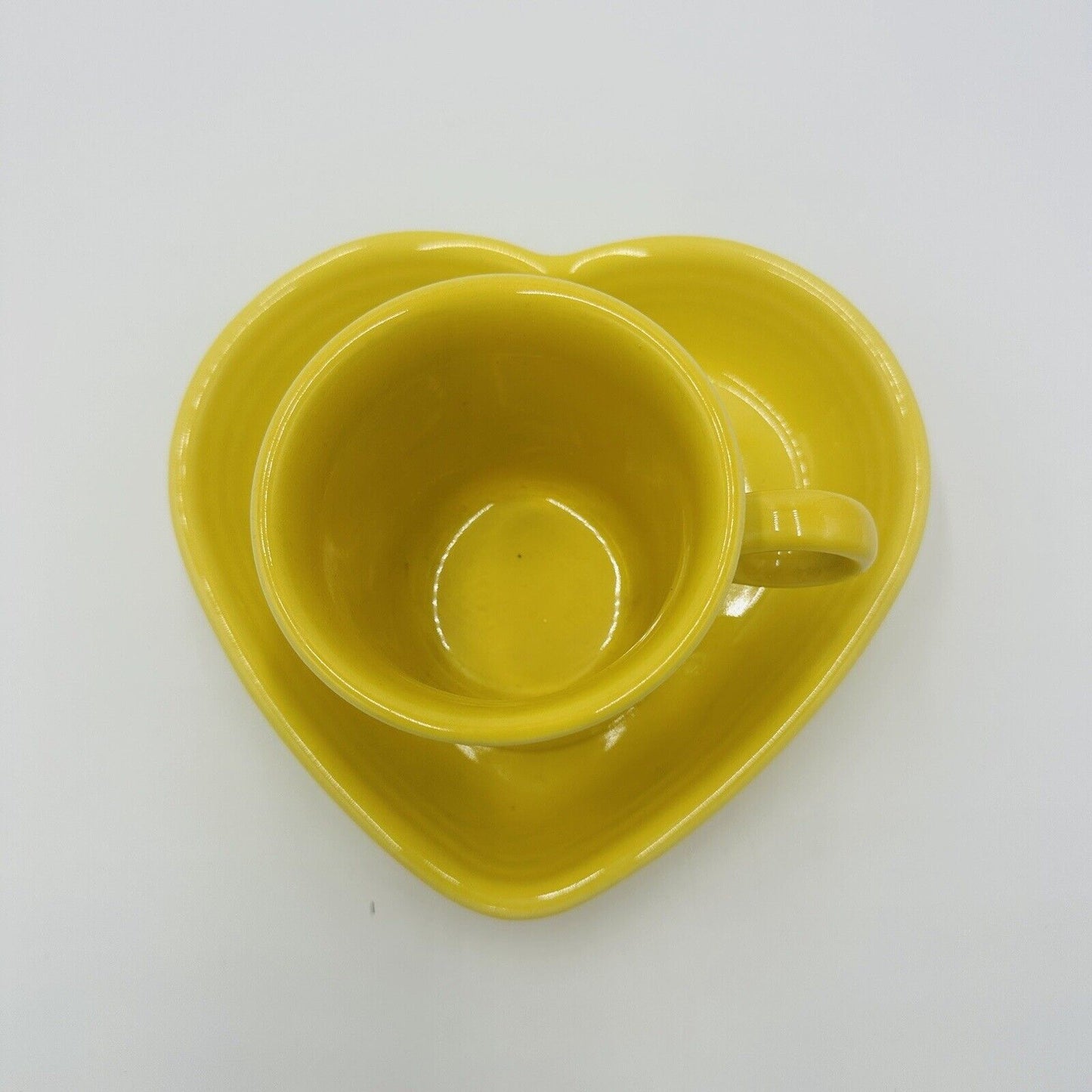Fiestaware Coffee Mug Yellow Heart Shaped Ray & Yellow Serveware Vintage Dining