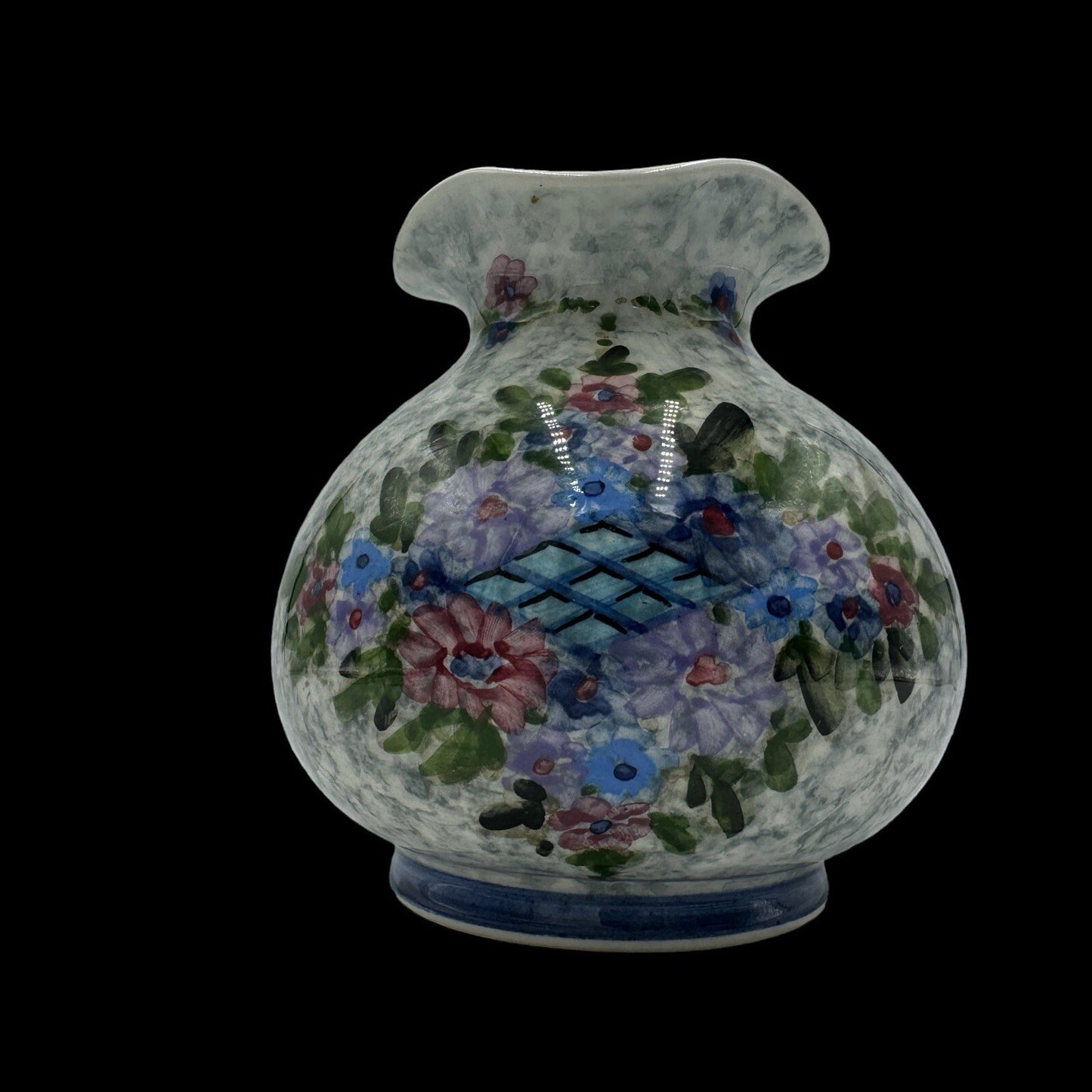 Tanagrea Studio Pottery Greece Floral Hand Painted Vase #379 5.5in H Vintage