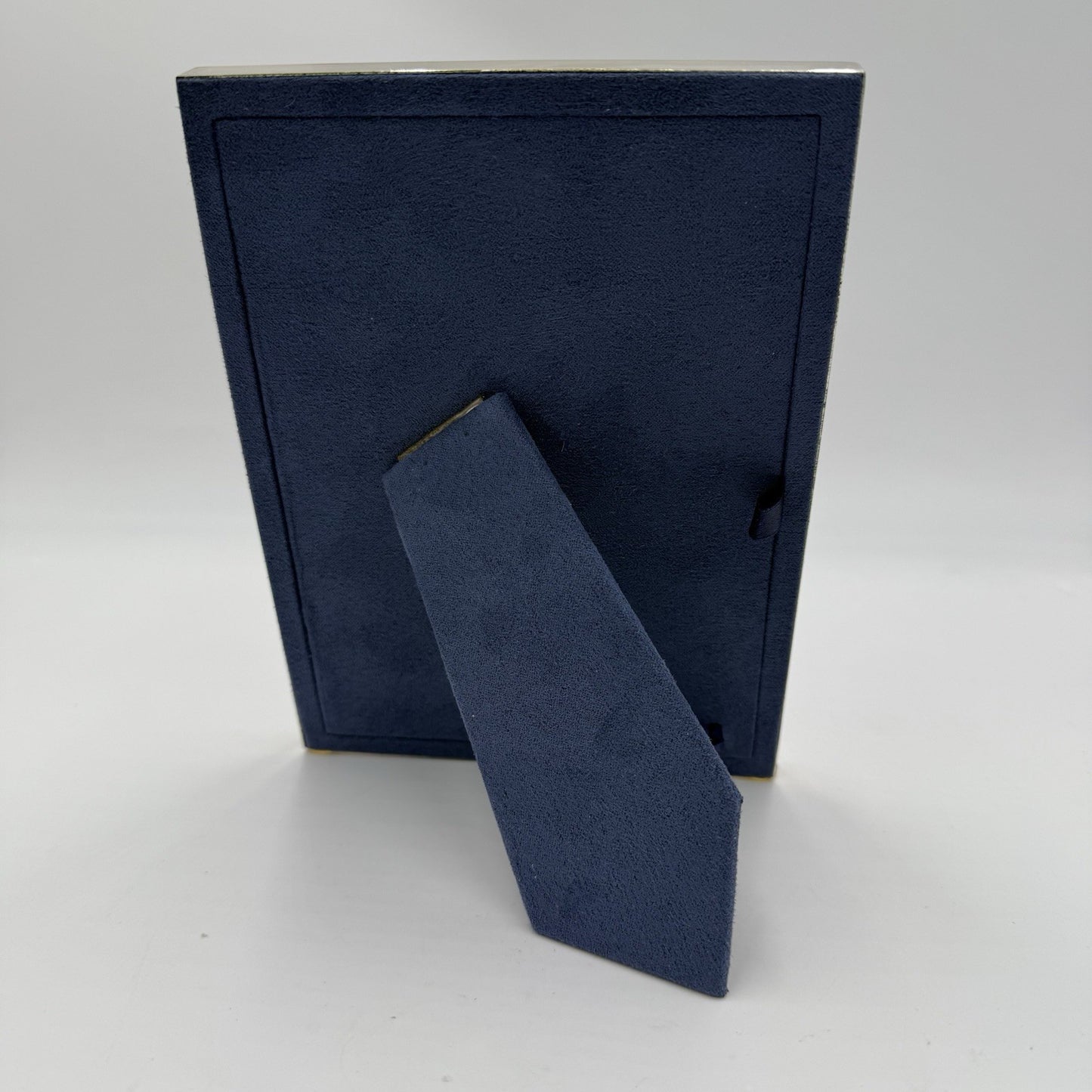 Tizo Italy Sterling Tone Picture Frame Blue Velvet Backing Vintage 5.5”x7.5”