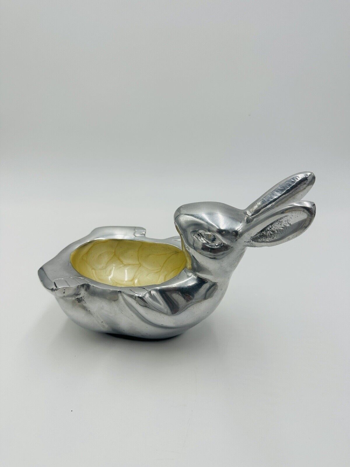 Bunny Rabbit Enameled Aluminum Easter Bowl Candy Nut 9in x 6in Seasonal Decor
