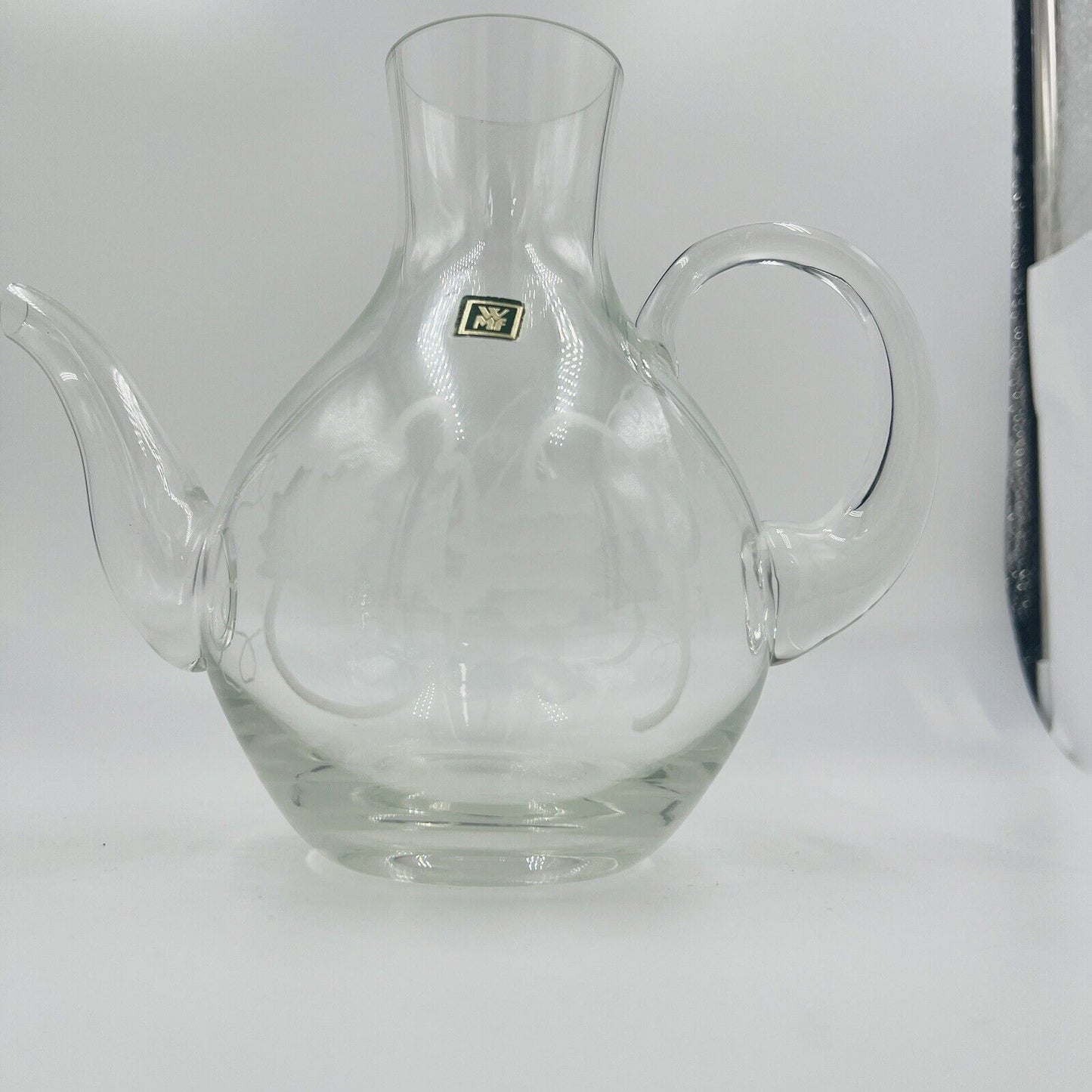 WMF Pitcher Glass Etched Grapes Jug Vintage Germany Home Decor Clear