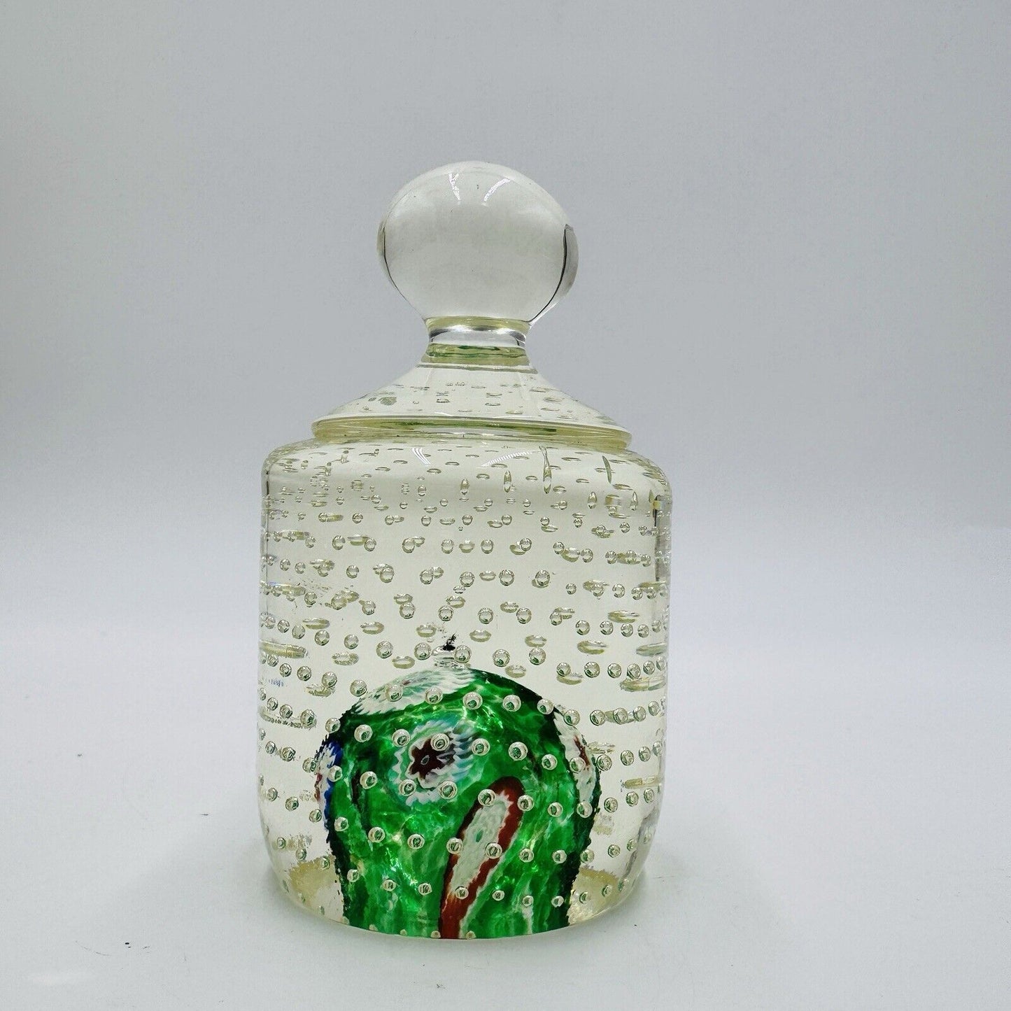 Vtg Fratelli Toso Murano Millefiori Control Bubble Art Glass Paperweight - Italy