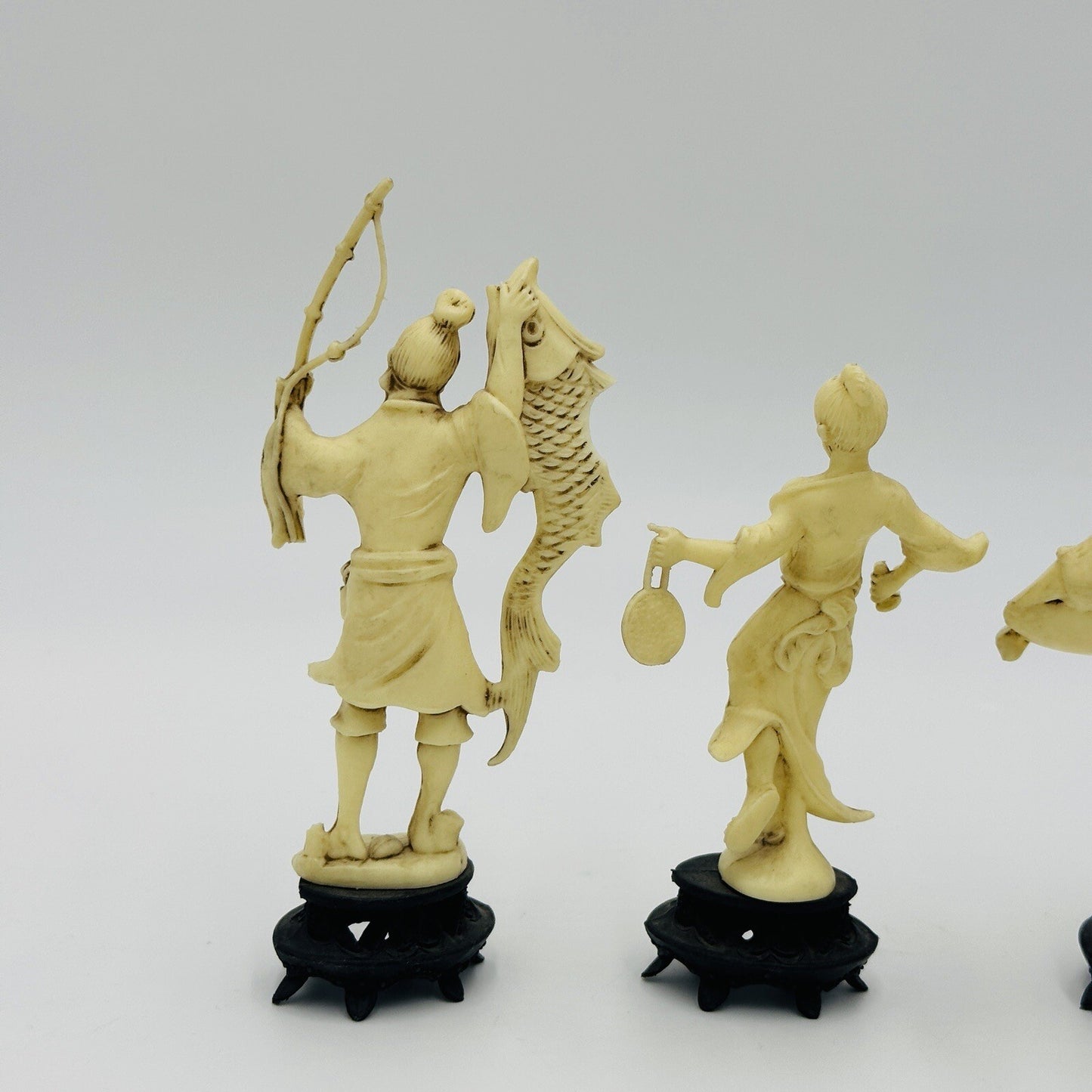 Fontanini Depositato Figurines Fishermen Set 4 Italy Chinese Pieces Vintage