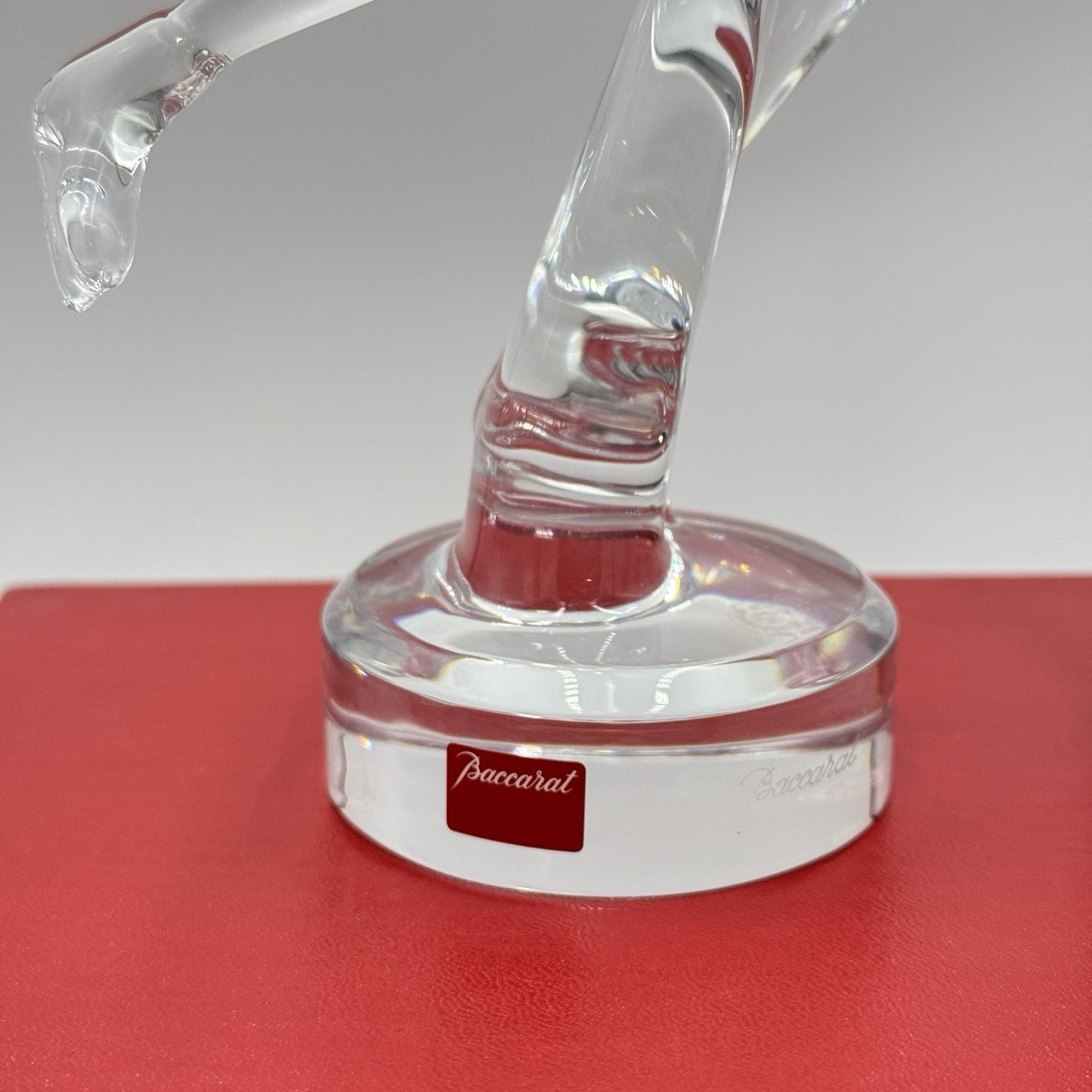Baccarat France Ice Skater Crystal Figurine 11.5" H Sculpture Clear Vintage Box