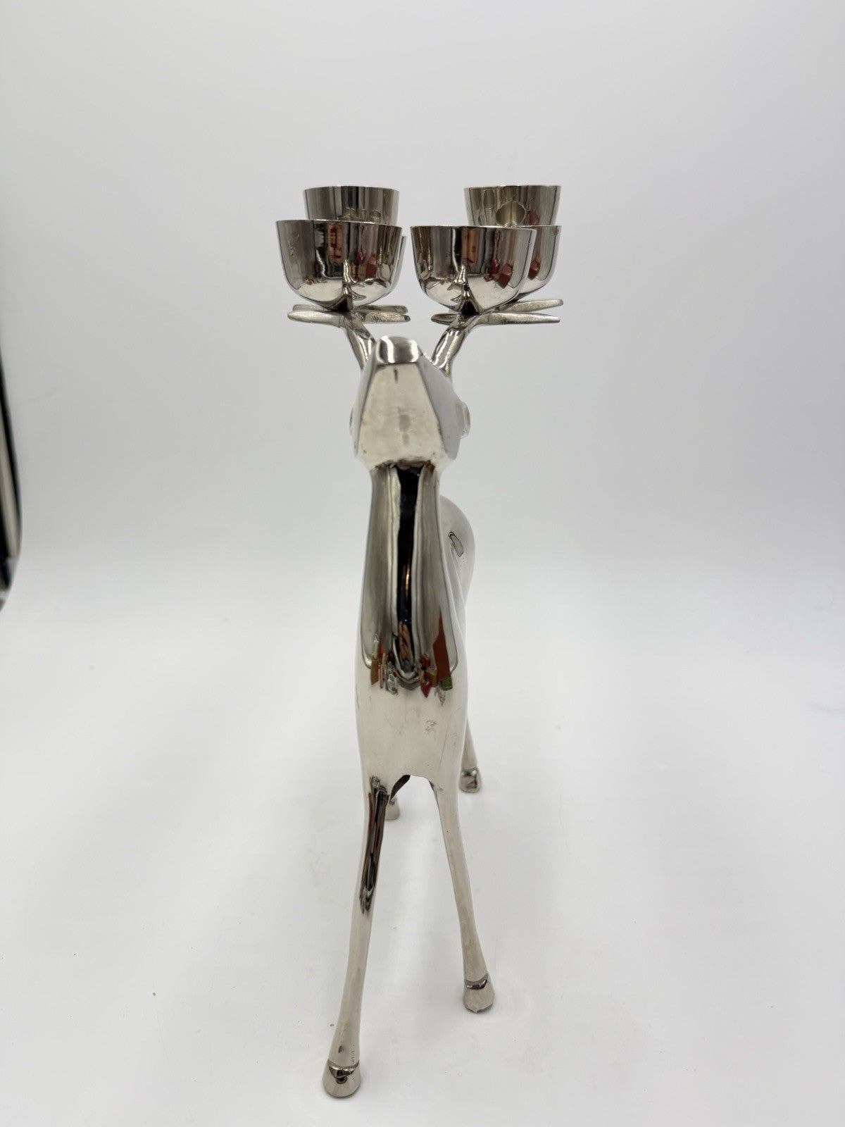 Pottery Barn Silver Plated Deer Candle Holder Candelabra Reindeer Christmas