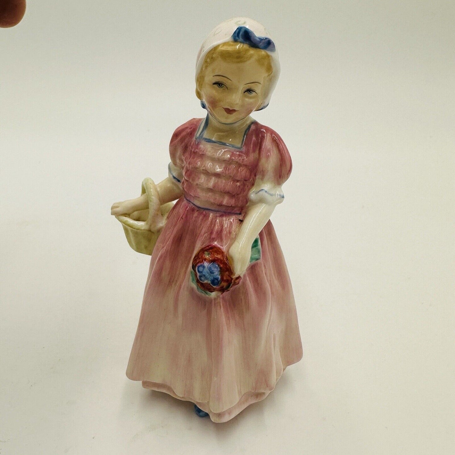 Royal Doulton Figurine Tinkle Bell Pink Girl Basket HN 1677 Porcelain England