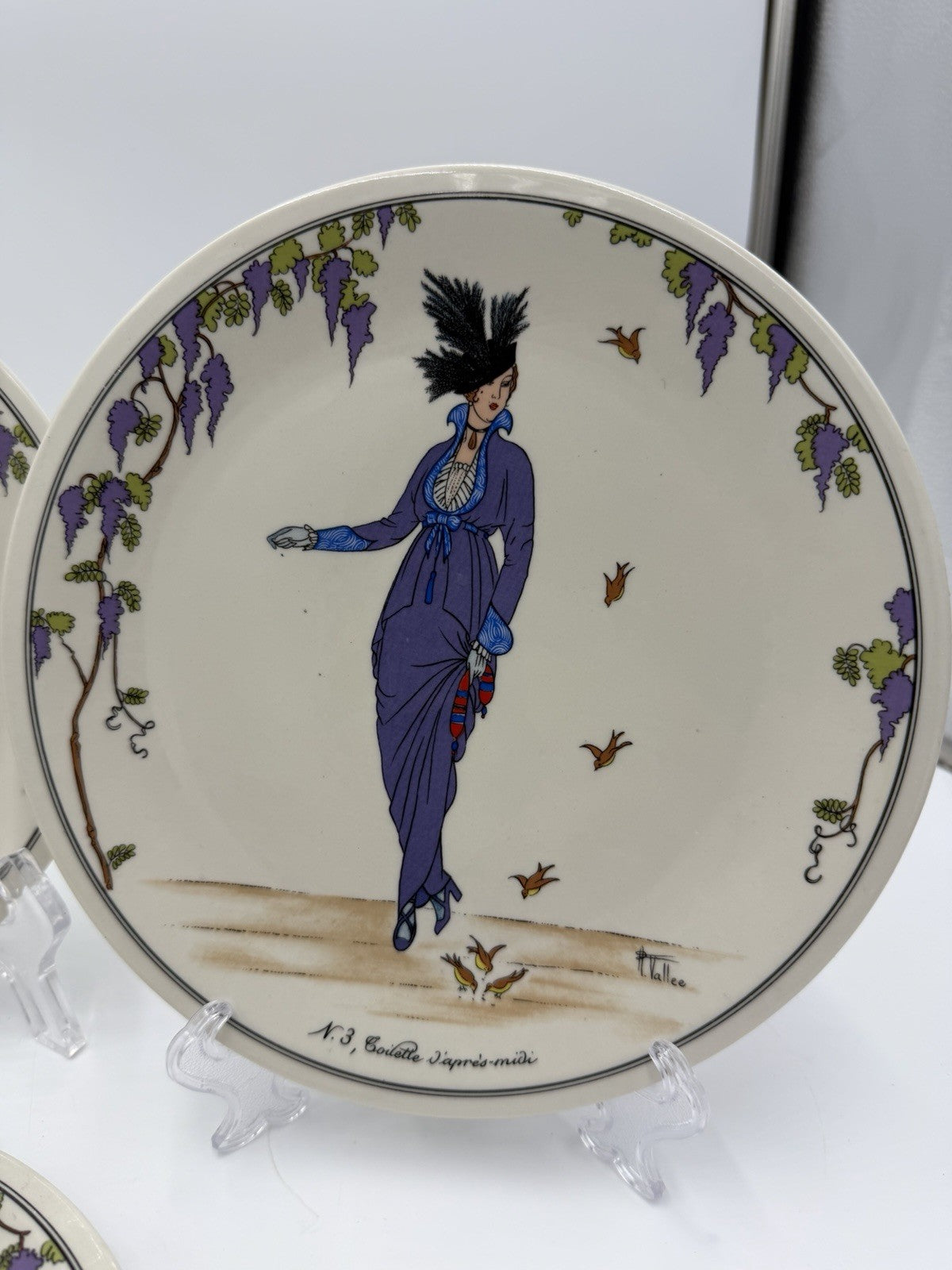 Vintage VILLEROY & BOCH Design 1900 Porcelain 8" Salad Plate Art Nouveau 4 Pcs P
