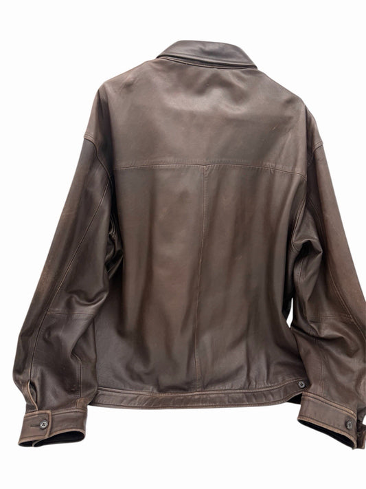 Vintage Ralph Lauren Polo Brown Leather Jacket Men XL