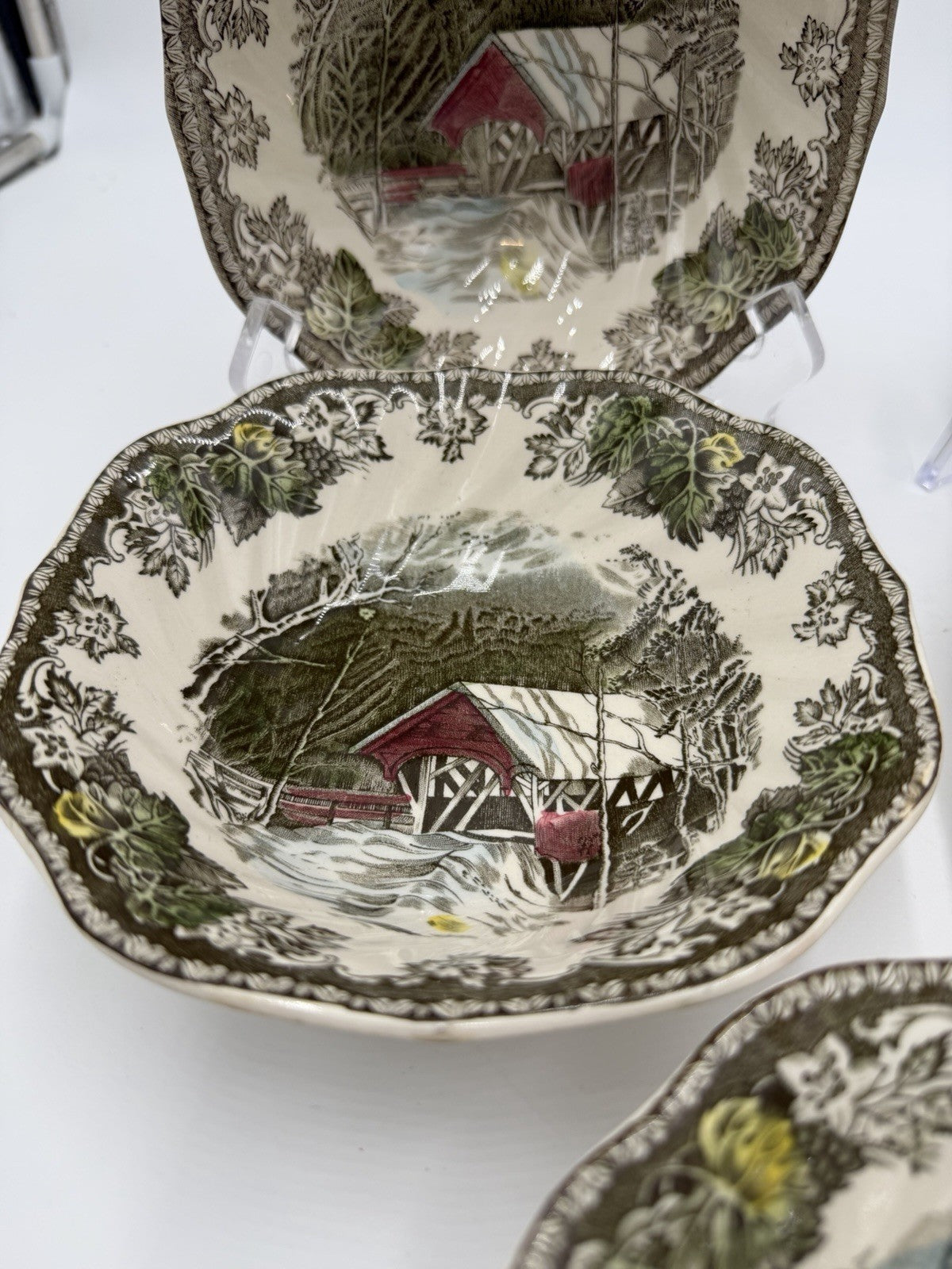 Vintage Johnson Bros The Friendly Village Porcelain English Bowls Set 5 Bridge