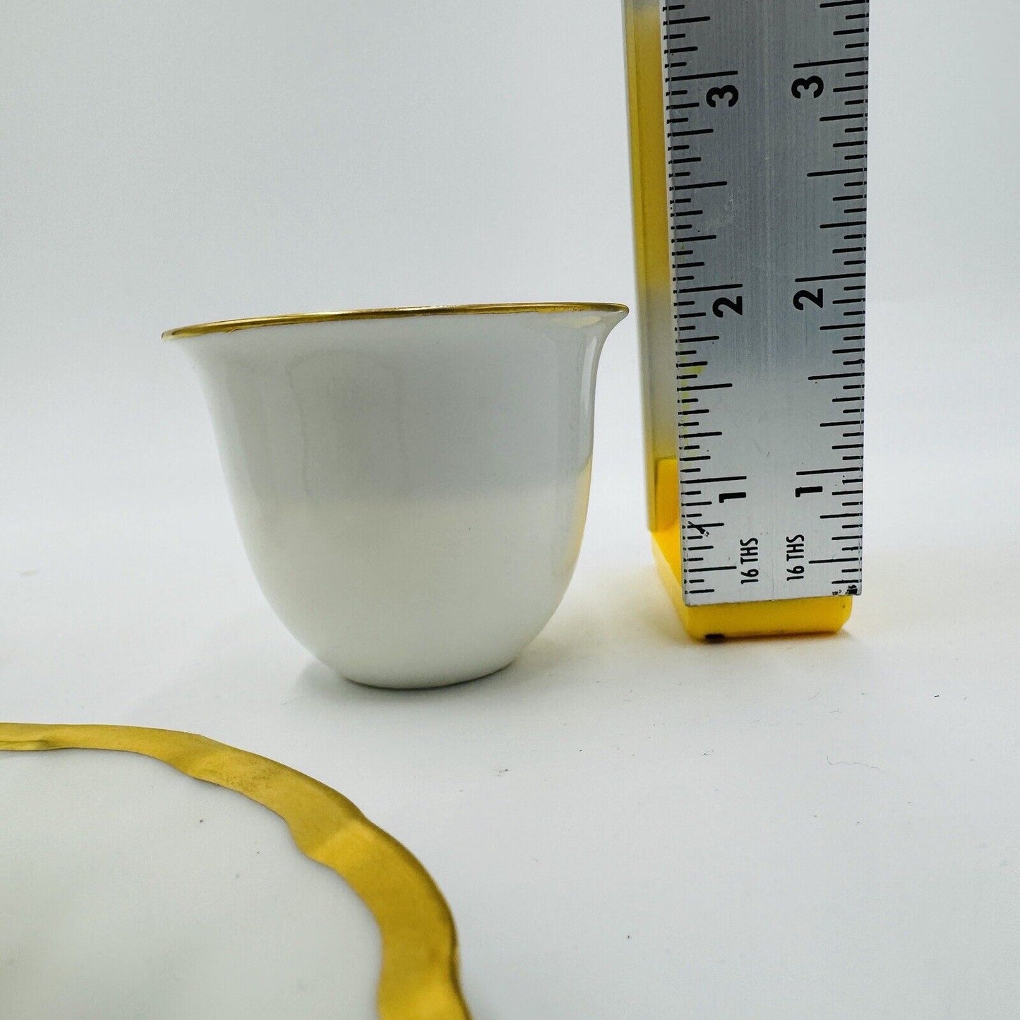 French Porcelain Gold Trim Egg Cups 3 Pieces Unmarked Rare Antique Serveware