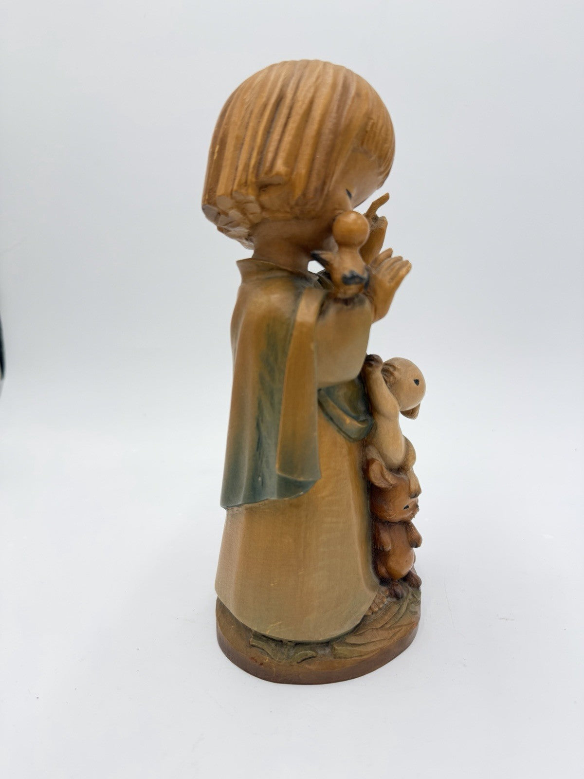 Anri Ferrandiz Wood Carved Figurine Talking to the Animals 1984 Italy 10”Vtg