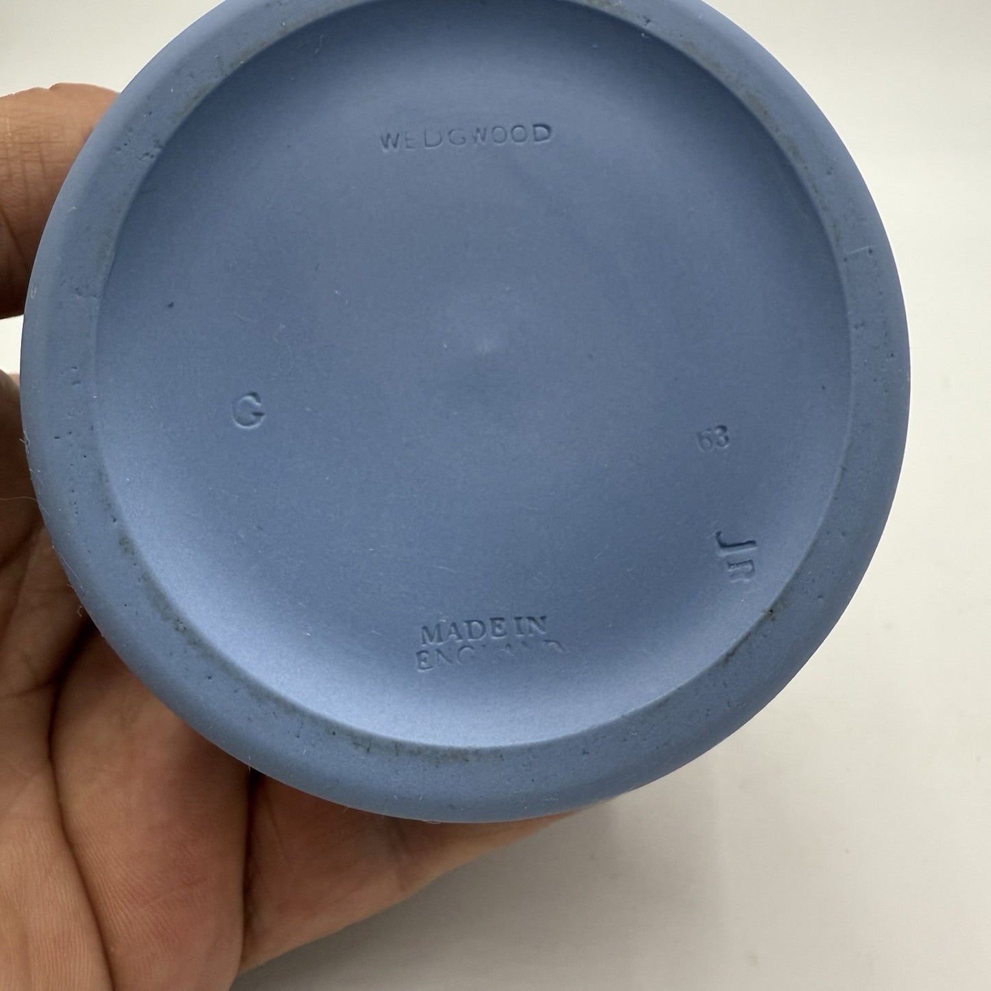Wedgwood Jasperware Blue England Round LIDDED Trinket Box OLYMPUS TOBACCO JAR