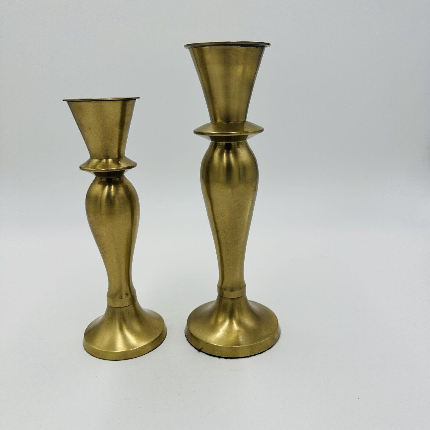 Brass Candleholders Tabletop IHI Solid Made In India Large Vintage Dining Pair