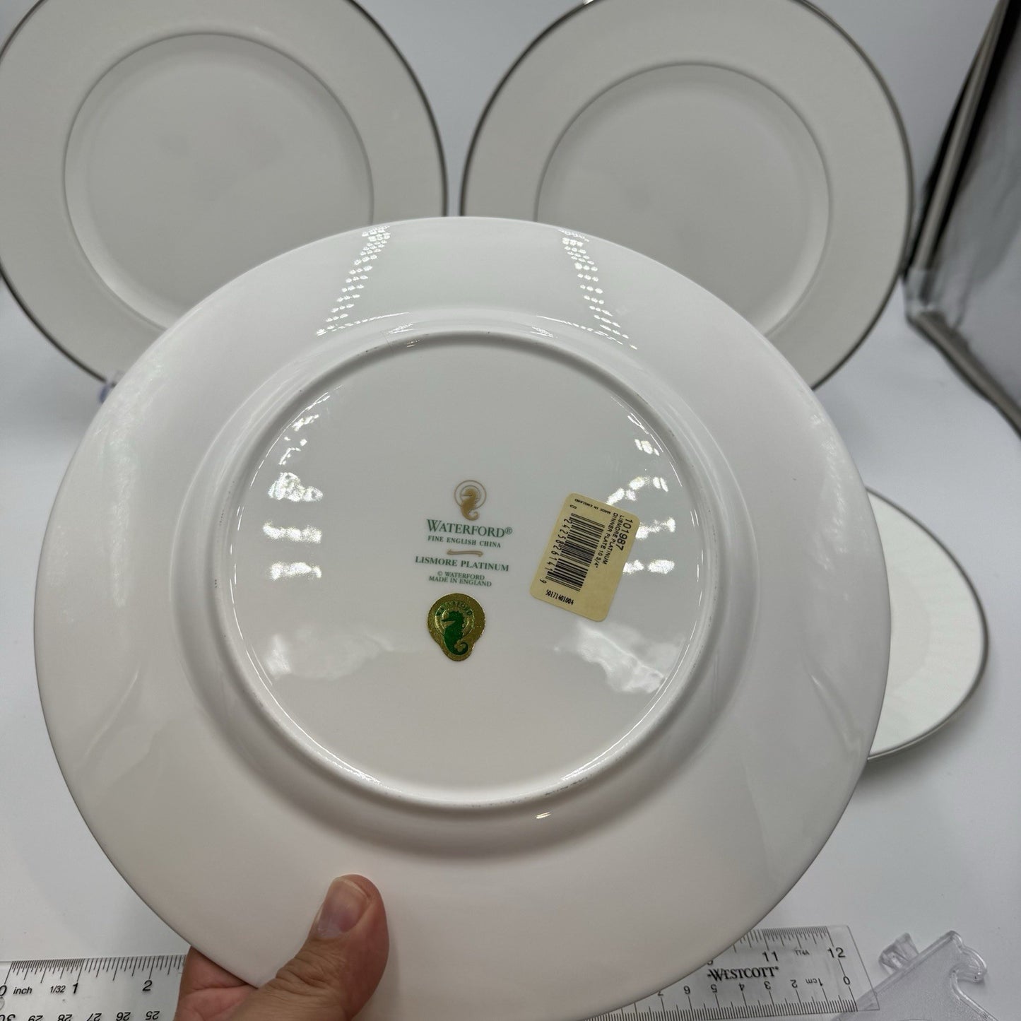 Waterford Fine English China Lismore Platinum Dinner Plates 4 PCs 10.75” New