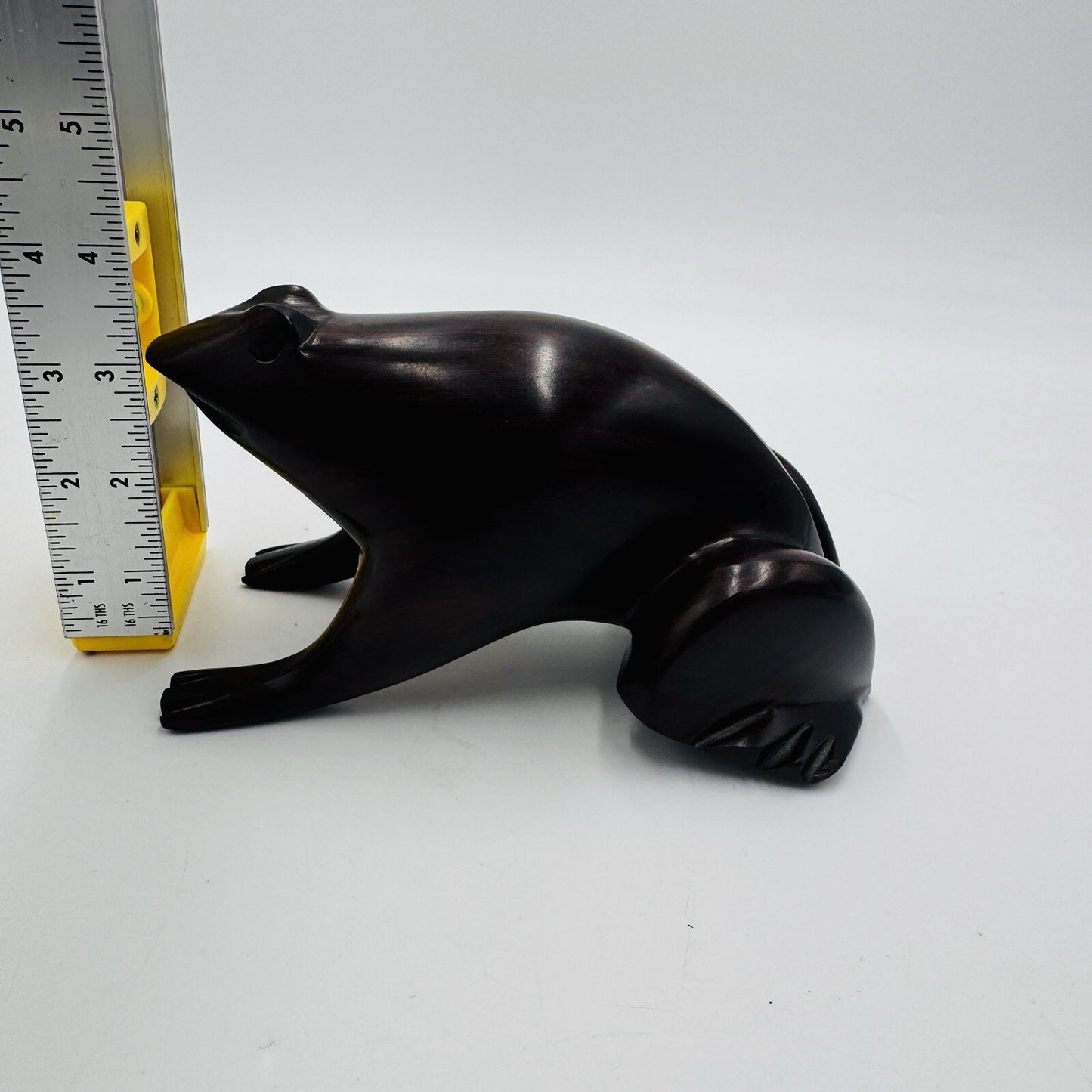 Frog Sculpture Mid Century Modern Carved Rosewood Figurine Solid Ironwood 7in