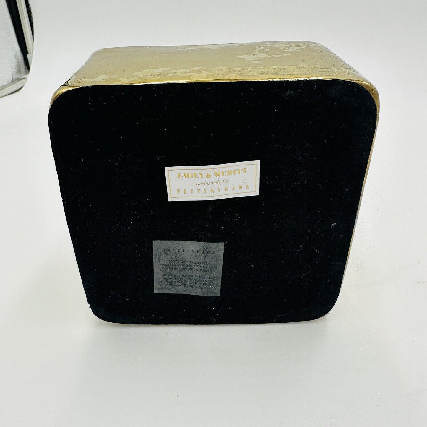 Pottery Barn Box The Emily and Meritt Gold Ceramic Replacement Missing Lid