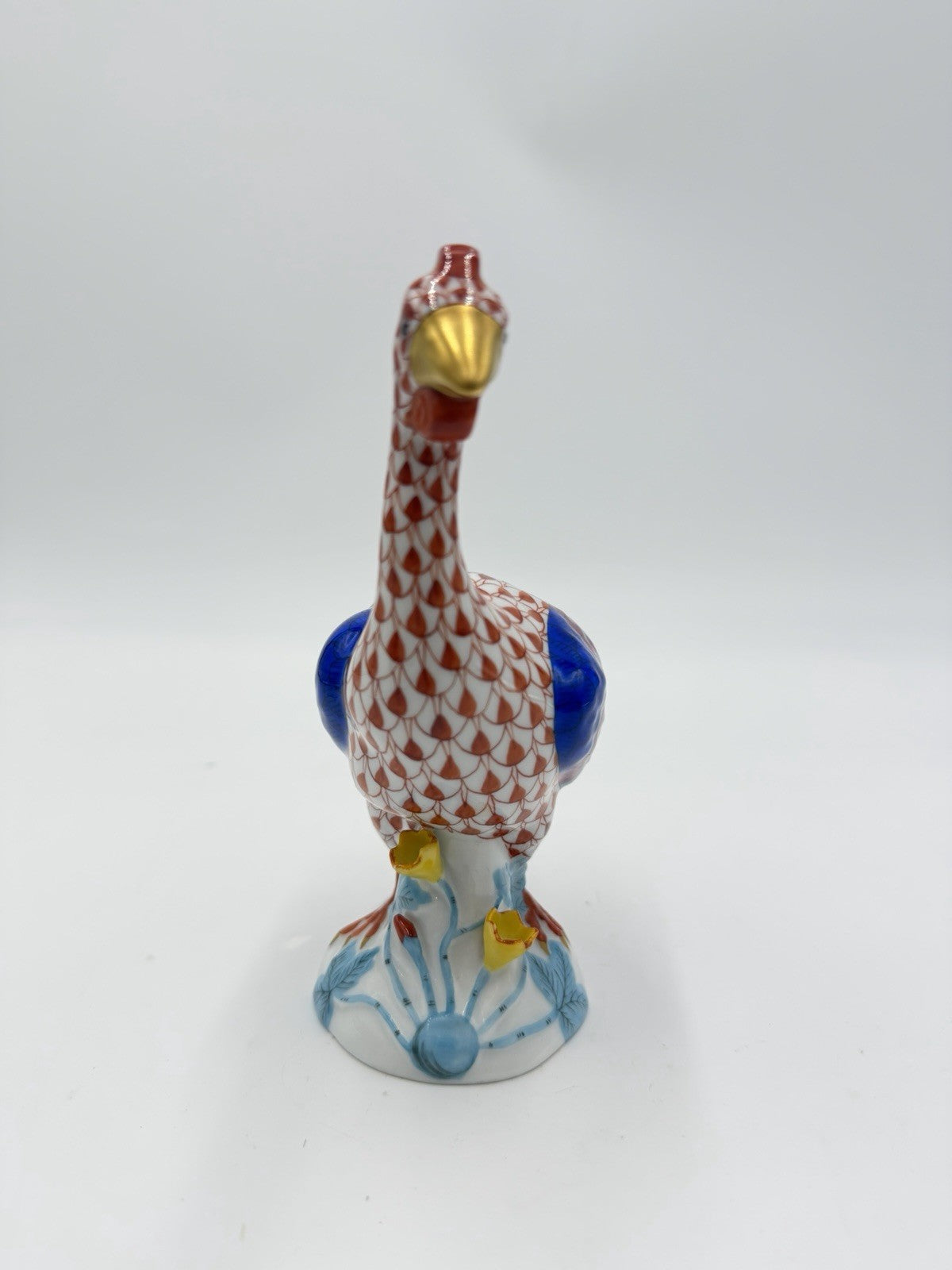 HEREND Hungary Porcelain Guinea Hen Bird Fowl Fishnet Hand Painted 6" Figurine
