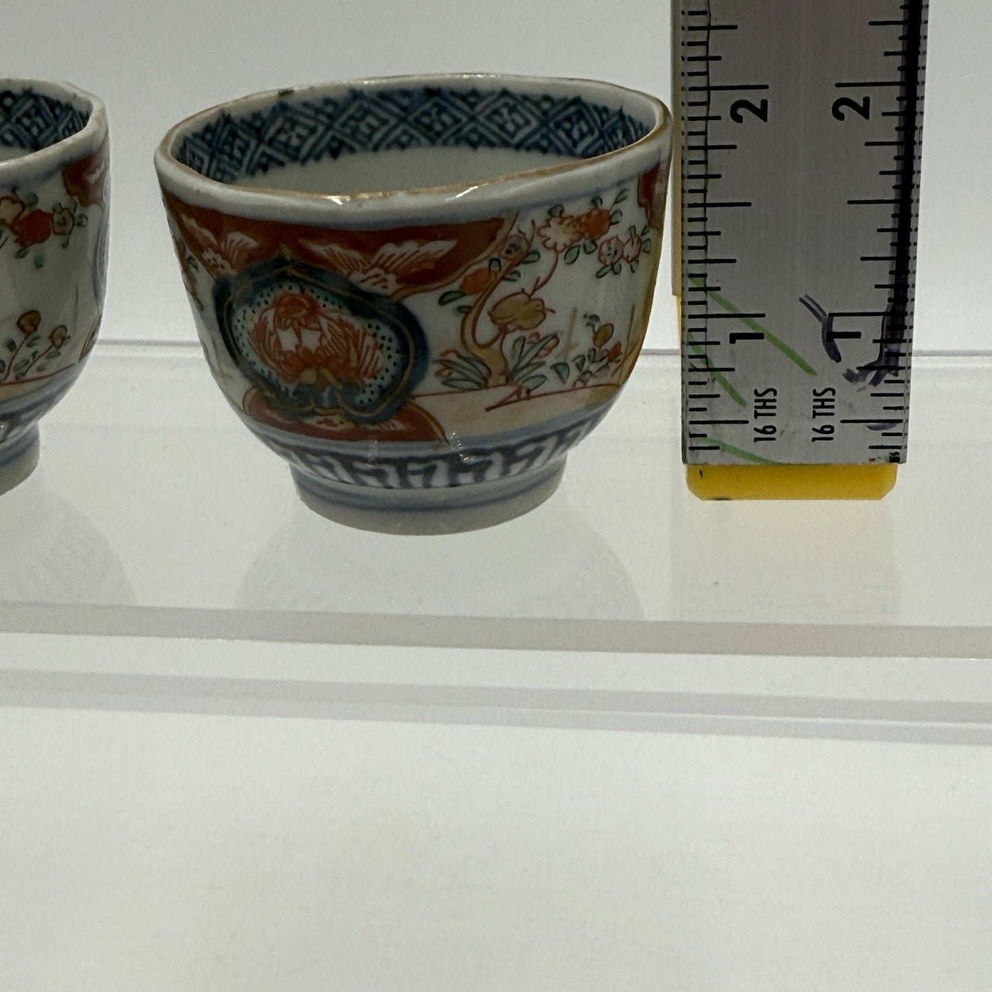 Antique Japanese Kutani Daishoji Imari Porcelain Soba Choko Tea Cup 2 PCs Arita