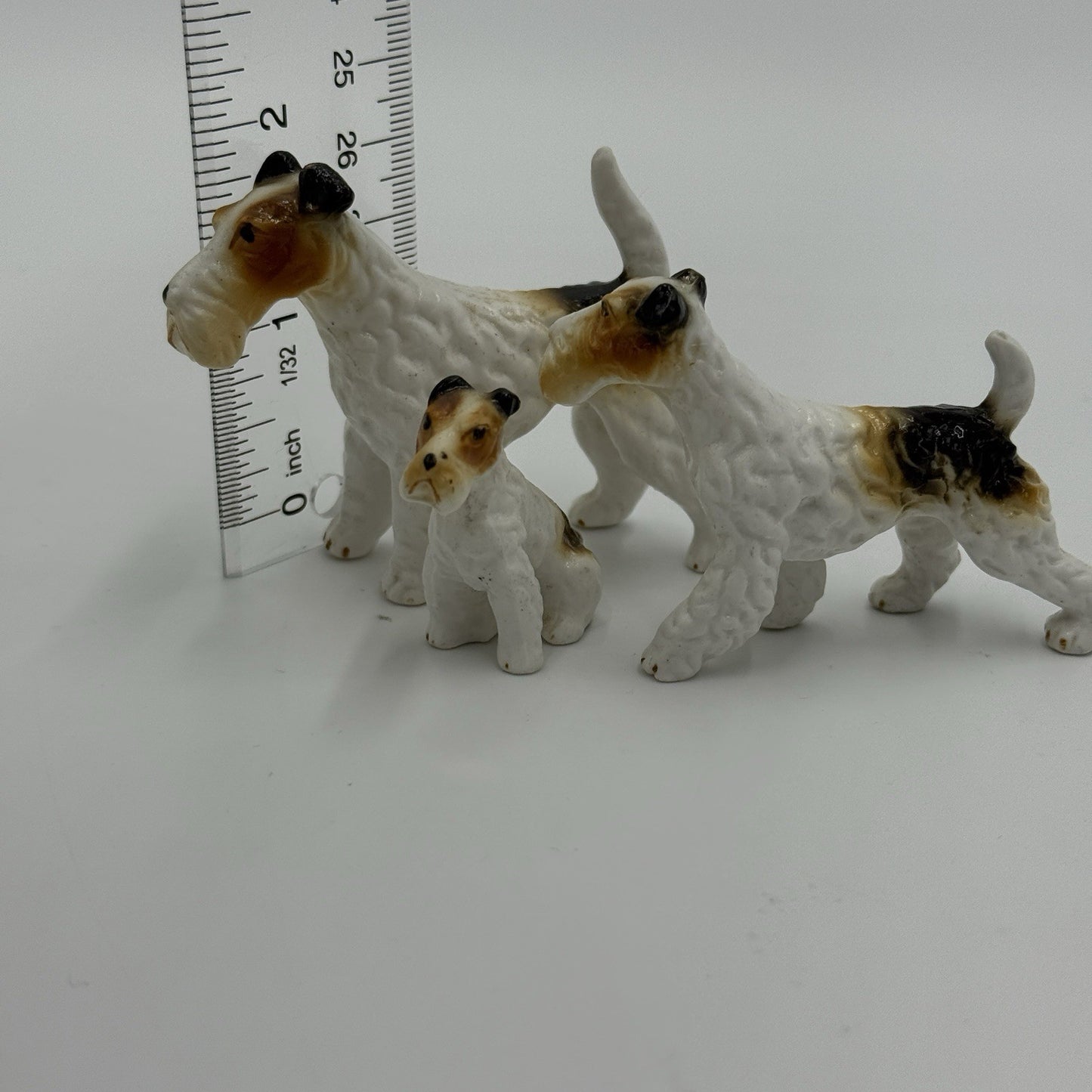 Lot of 3 Vintage Bone China Porcelain Dogs Terriers Family Miniature Japan Set