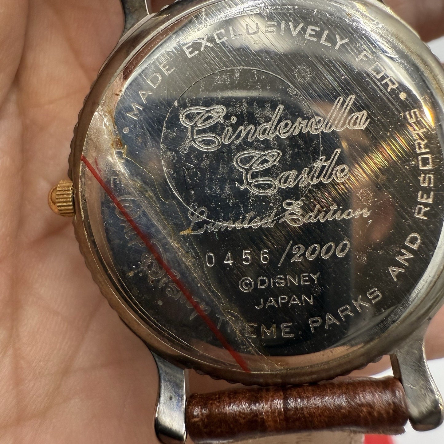 Vintage Disney World Cinderella Castle Limited Edition 0456/2000 Watch Leather