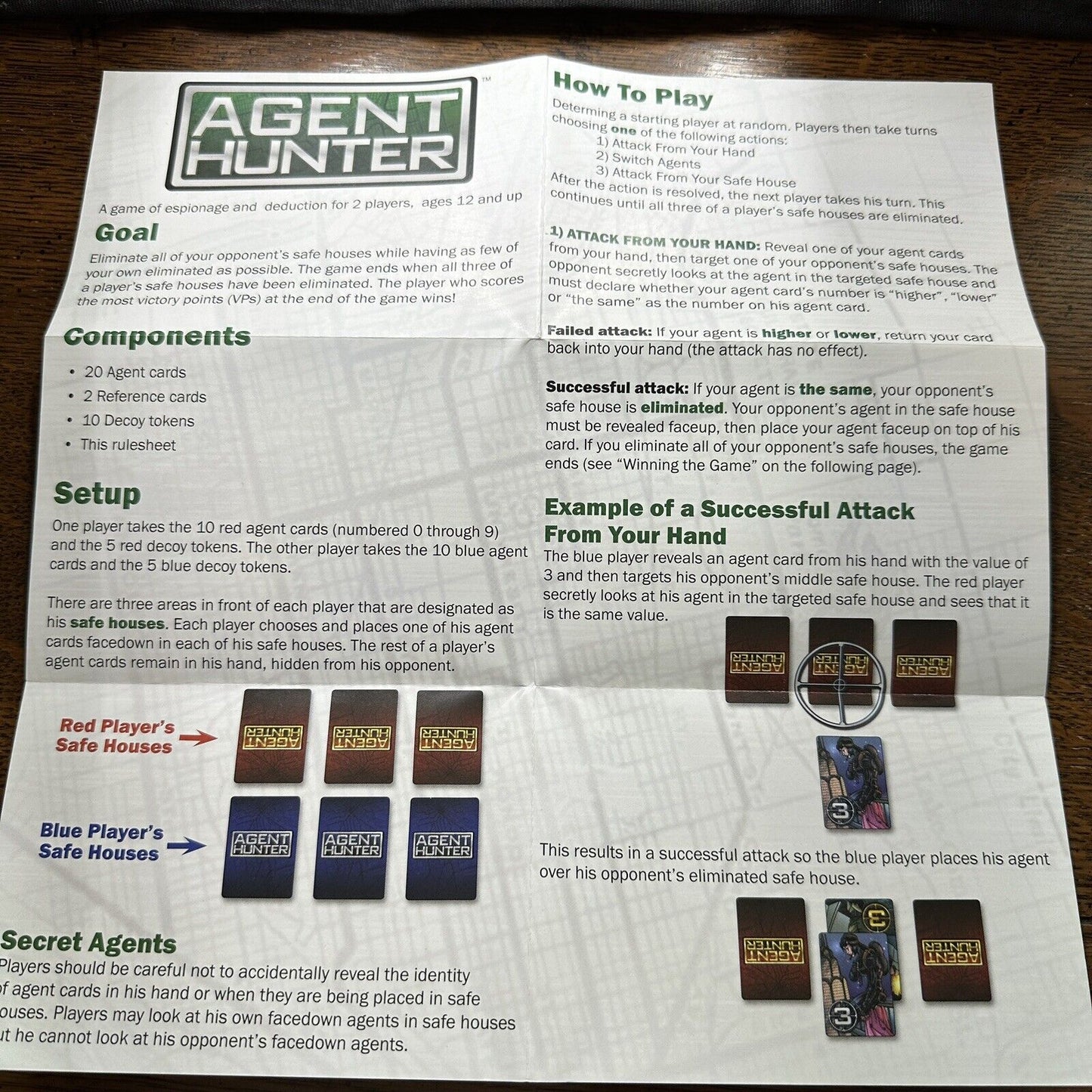 AEG Mike Elliott's Agent Hunter Game of Espionage for 2 Players Cards Fun