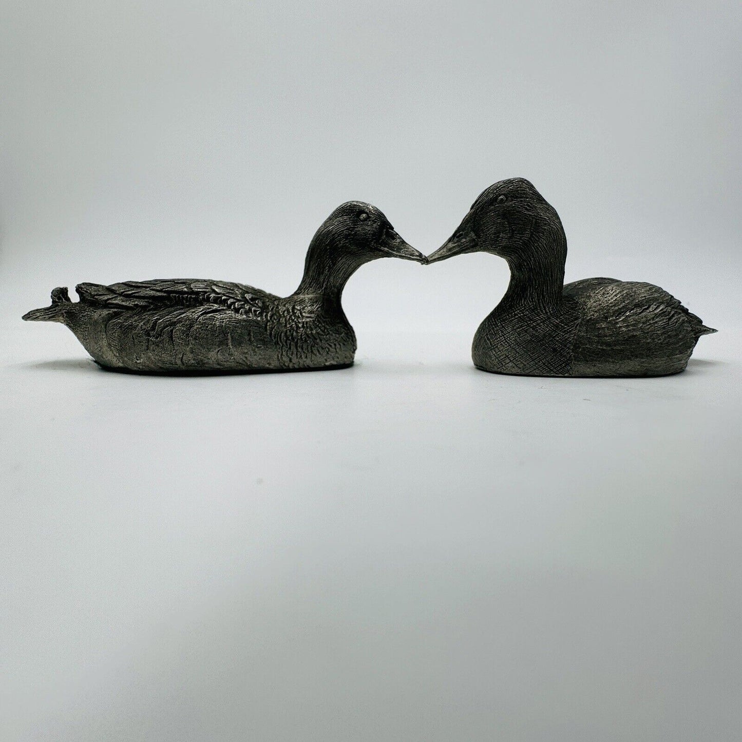 GdeL Pewter Mallard & Canvasback Ducks Figurines Canada Made Miniatures Vintage