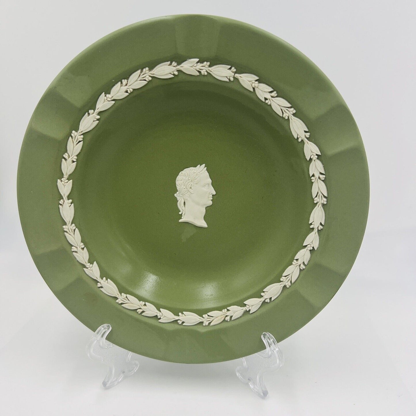 Wedgwood Green Jasperware Julius Caesar Side Profile Vintage Tray Plate
