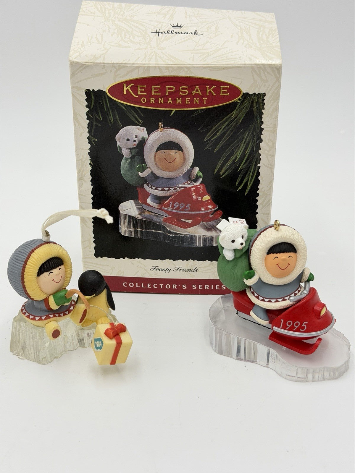Hallmark Frosty Friends 1984 & 1995 Christmas Ornaments Vintage Set 2 Ornaments
