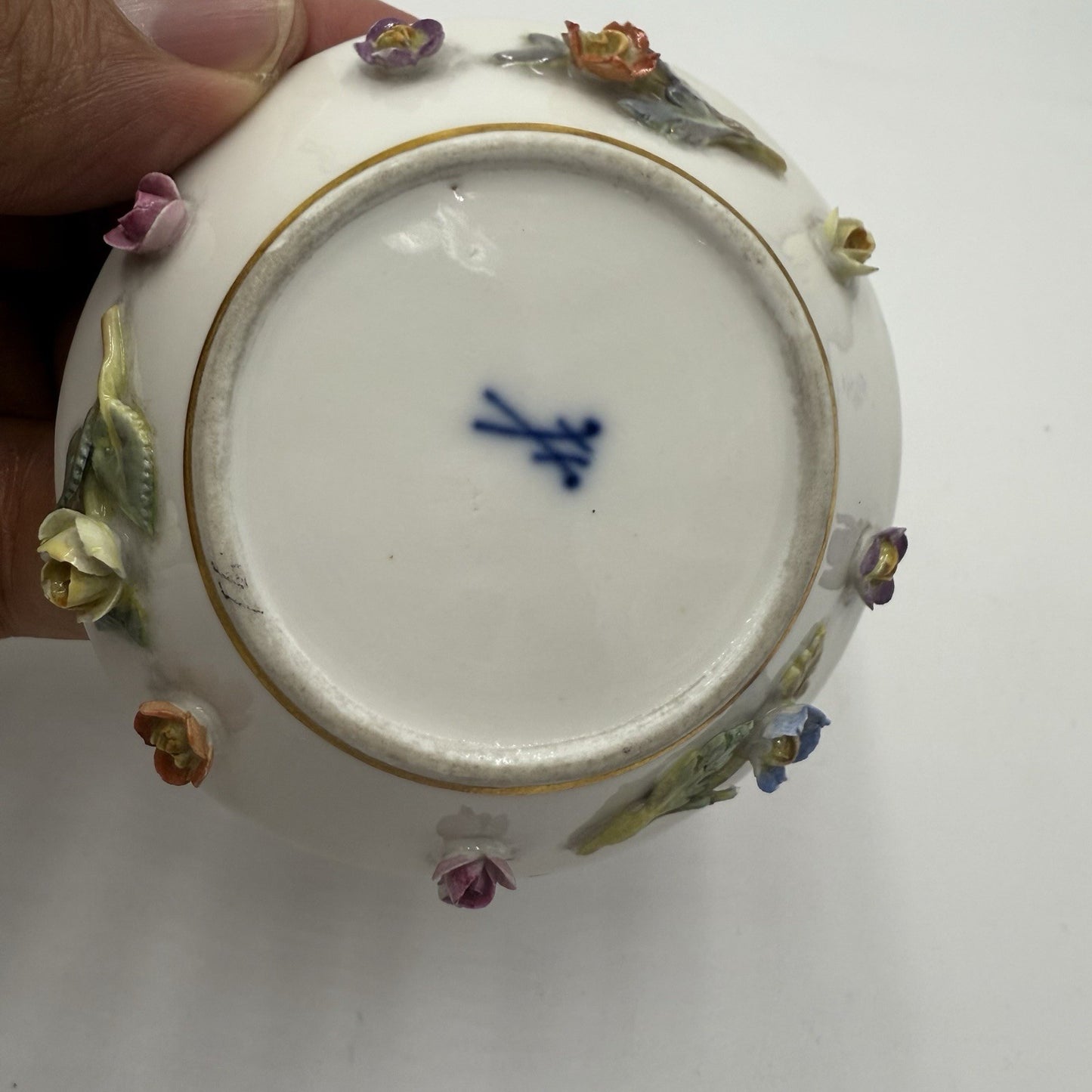 Antique Meissen Porcelain Miniature Floral Saucer Porzellan Miniature Germany