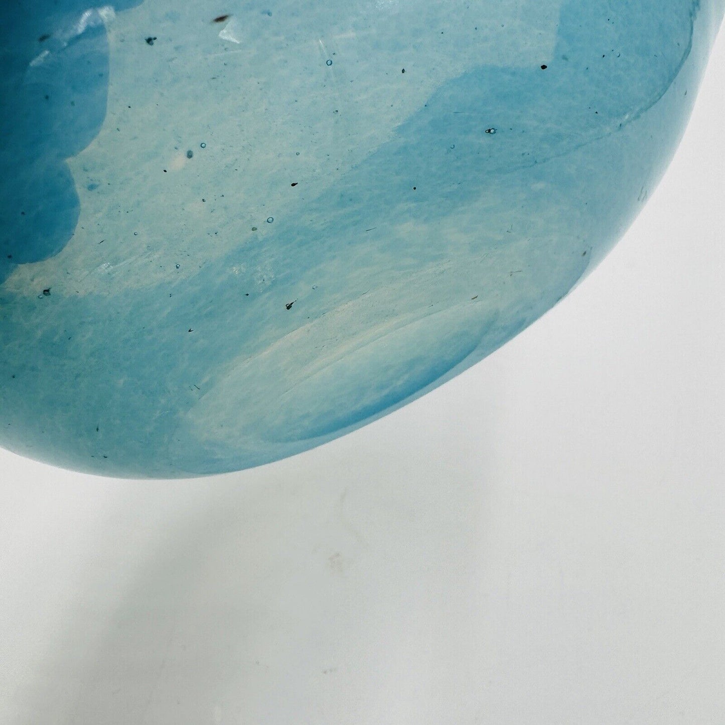 MCM Murano Art Glass Barbini Aqua Blue Bowl Italy Hand Blown