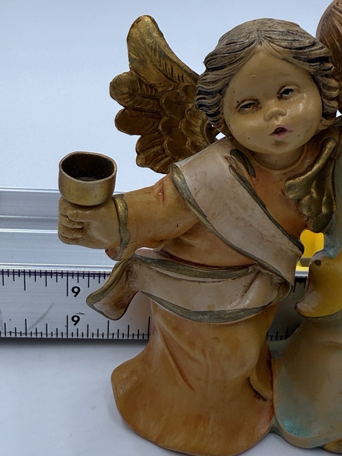 FONTANINI Italy 5" MUSIC CHERUB ANGELS Candle Holder #5570 PVC Painted Figurine