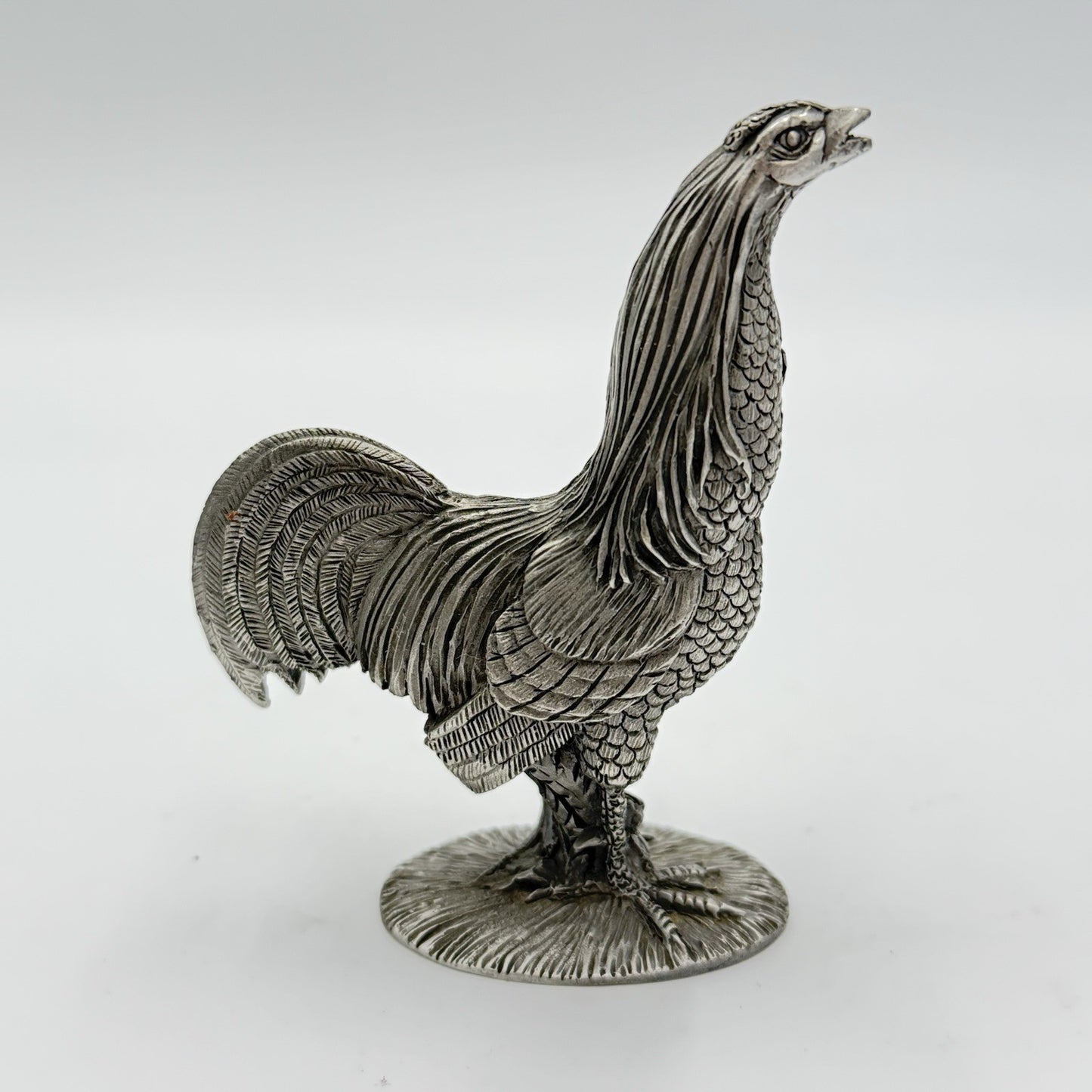 Vintage Salisbury Pewter Delaware Blue Hen Solid Rooster Figurine 3.5”H