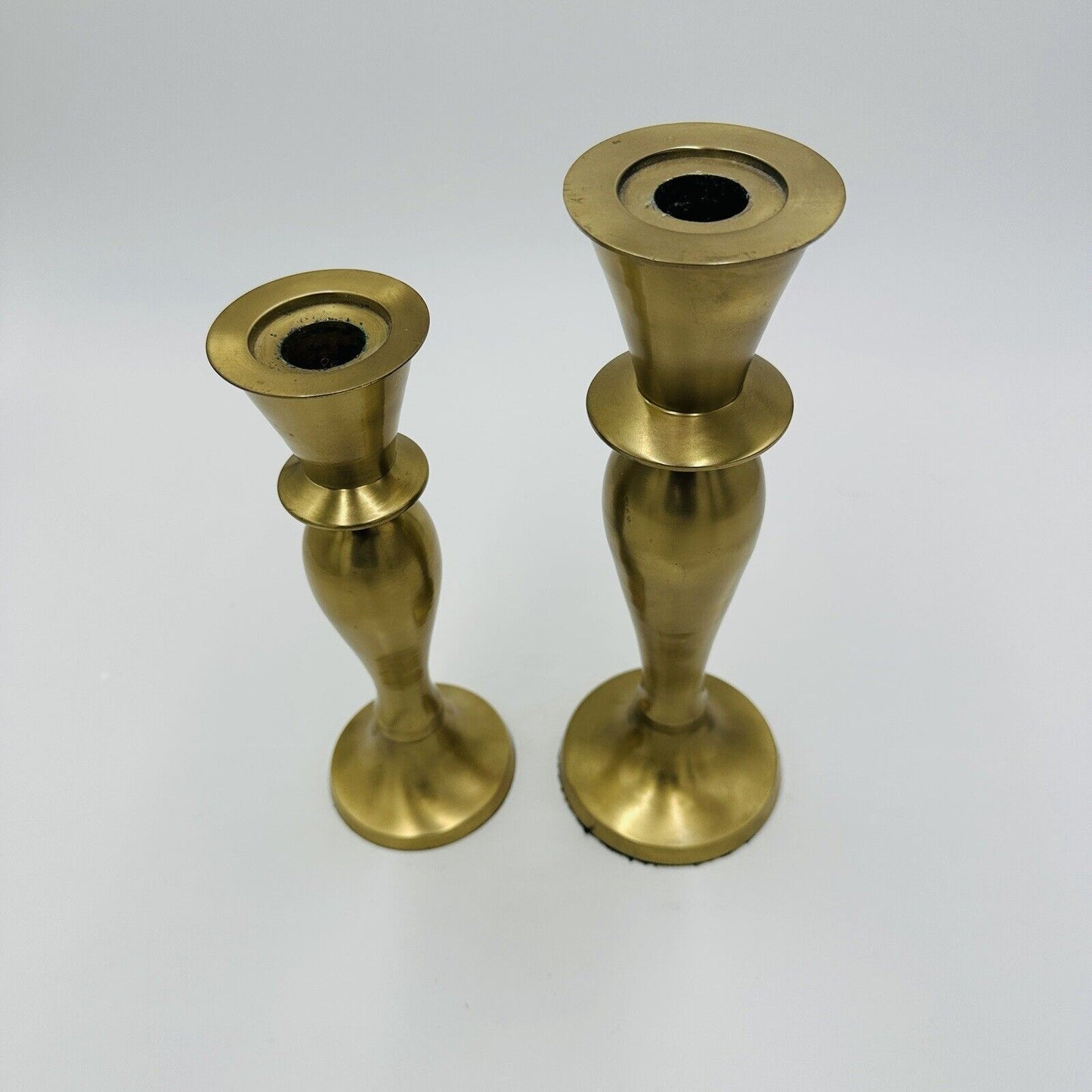 Brass Candleholders Tabletop IHI Solid Made In India Large Vintage Dining Pair