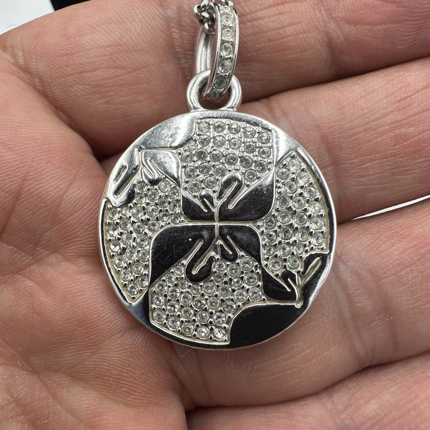 Swarovski Women Jewelry Signature Swan Pendant Necklace Reversible 18in
