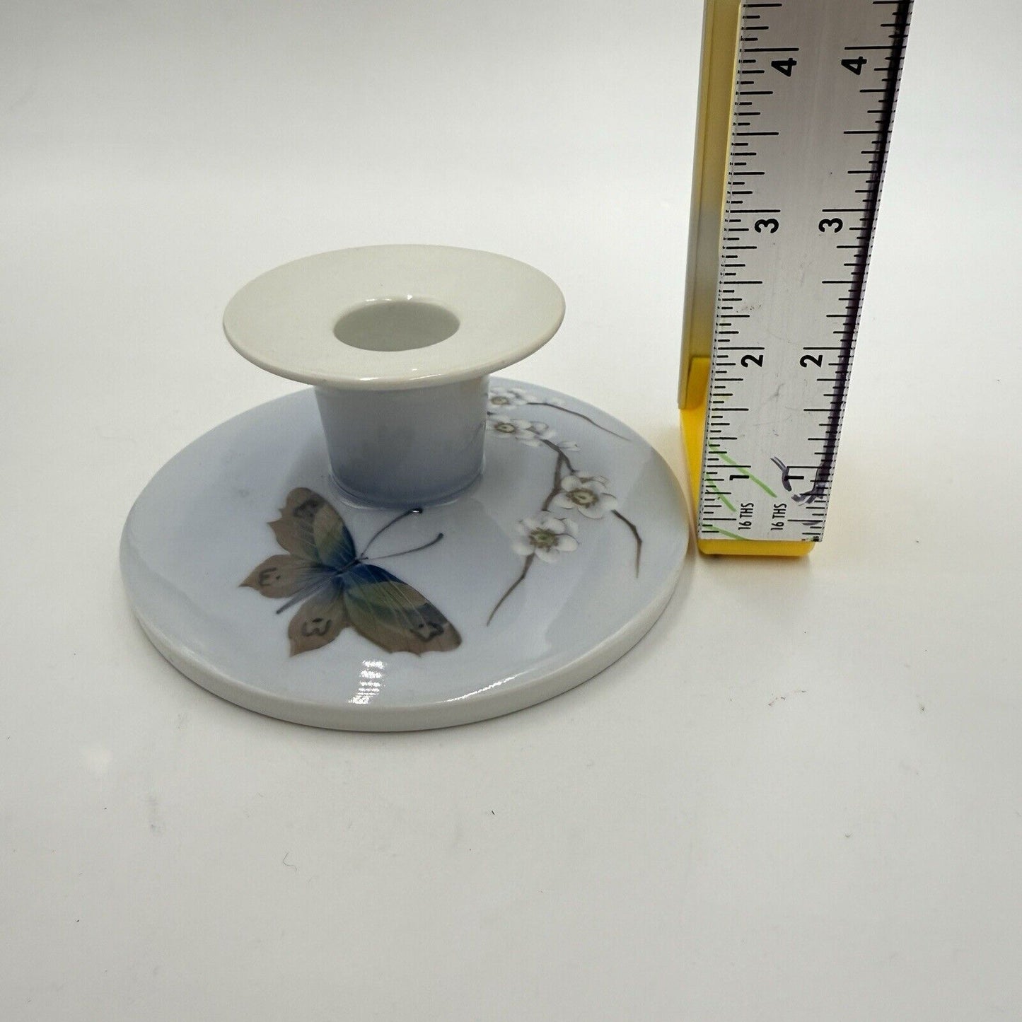 Royal Copenhagen Porcelain Candlestick Denmark Butterfly Cherry Blossoms #3335