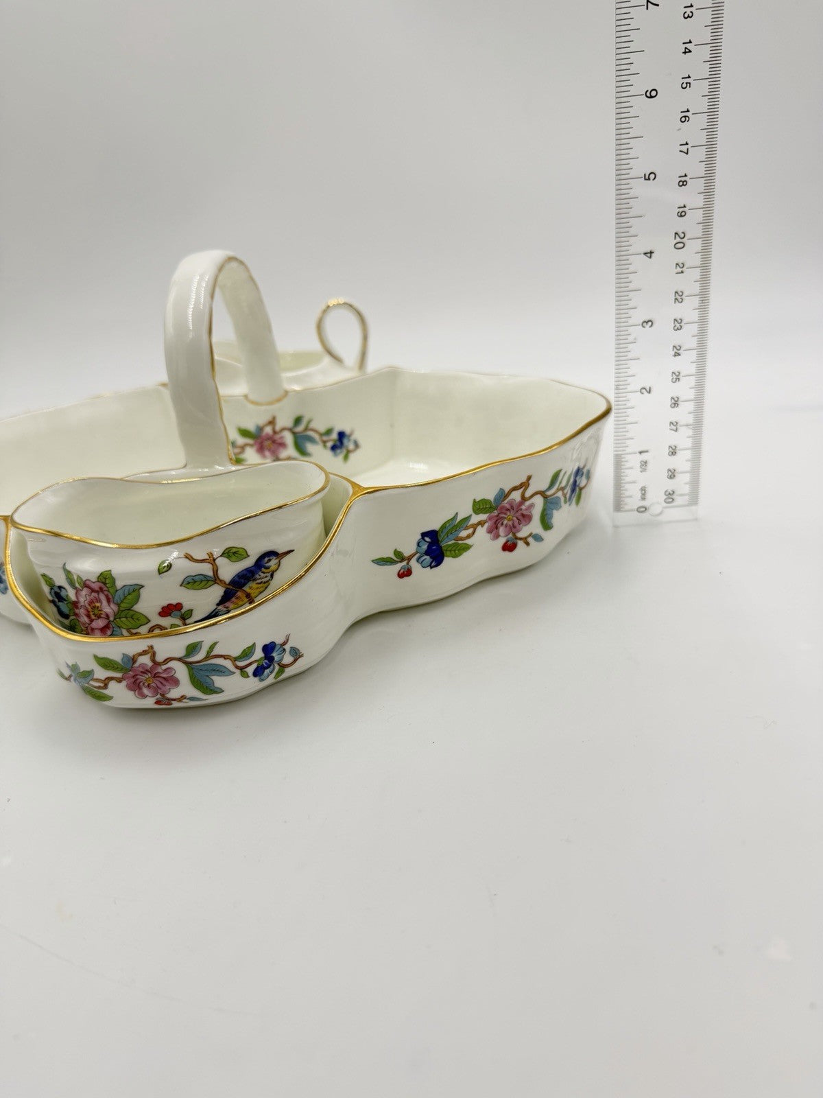 Vintage Aynsley PEMBROKE Tea Tray Strawberry Basket with Sugar & Creamer Set