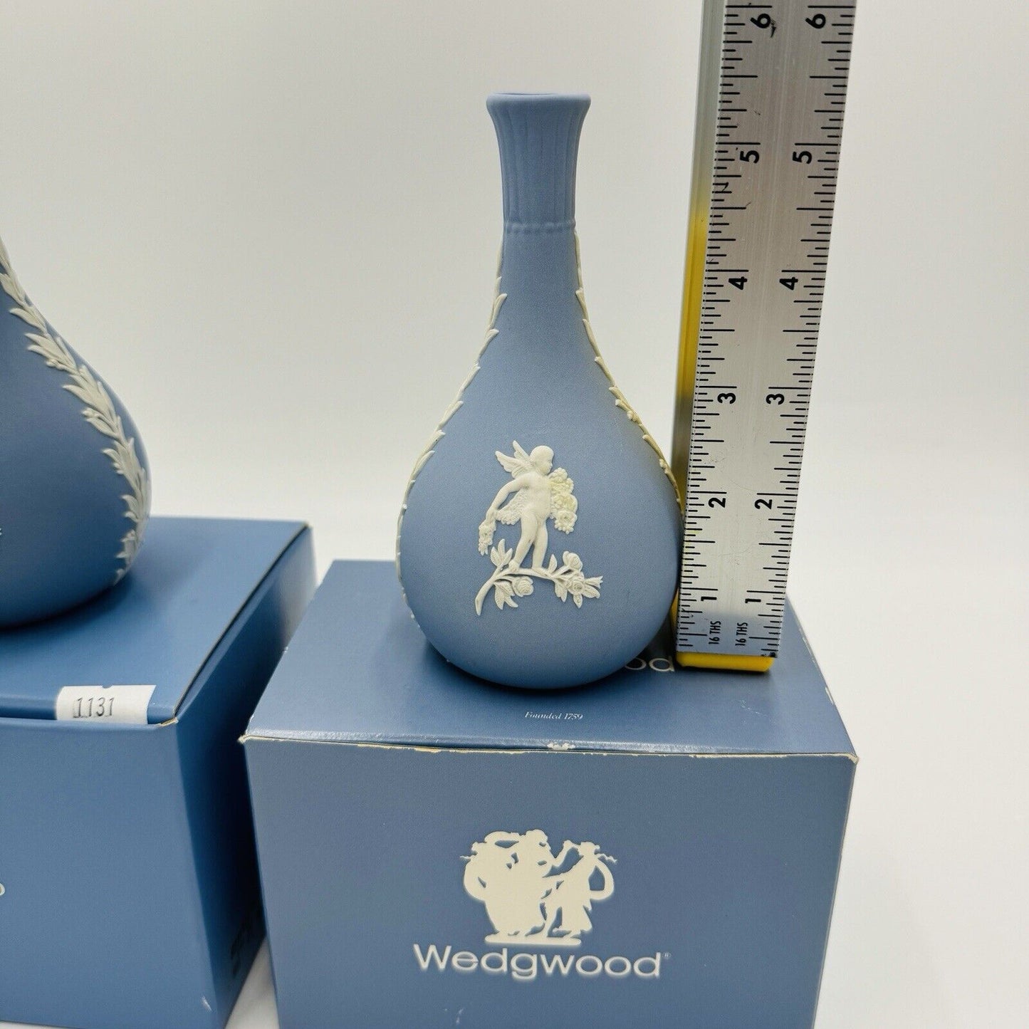 Wedgwood Jasperware Blue Bud Cherub Season Vase England