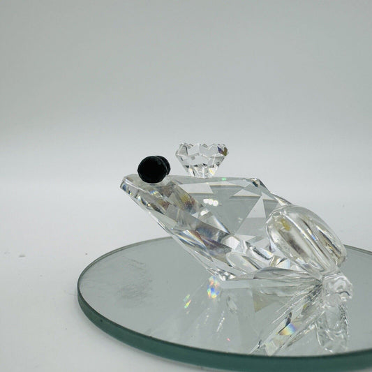 Swarovski Crystal Frog Toad Prince Crown Figurine Austria Retired 2in