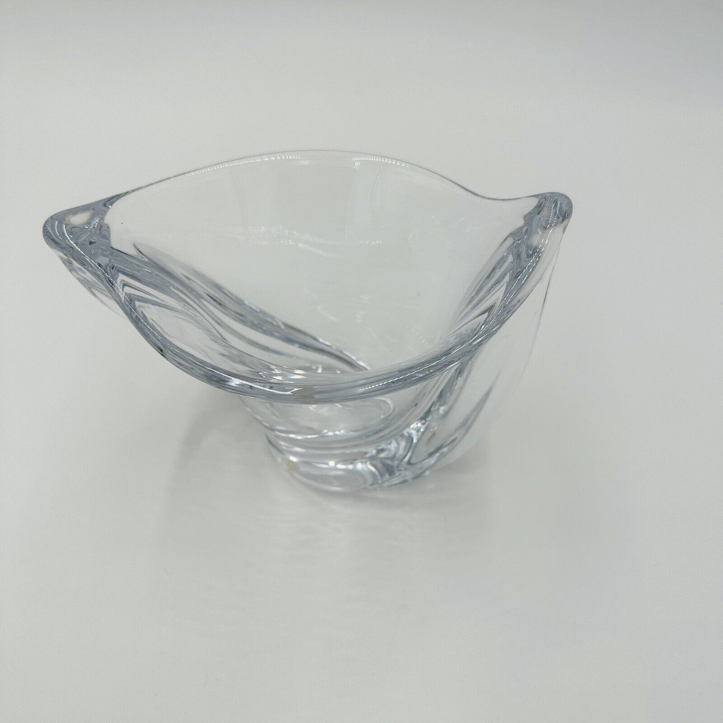 French Crystal Art Glass Twist Vase 6in H Marked Vintage Clear Decor Home MCM