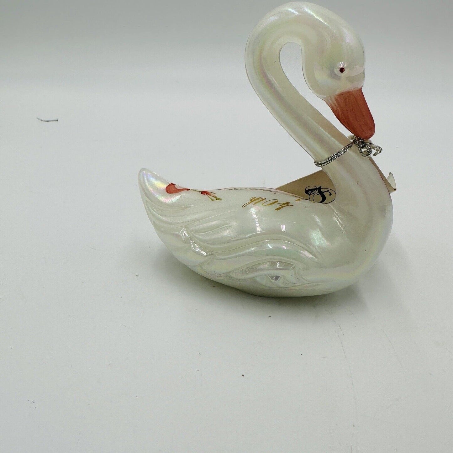 Fenton Swan Figurine 40th Anniversary Enduring Love 1989 4in Vintage Art Glass